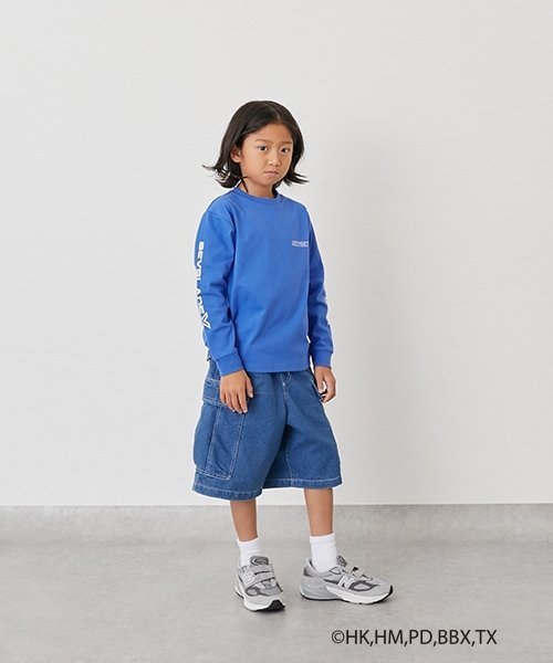 【SALE／50%OFF】GLAZOS 【SKIT0LY】【BEYBLADE X】プリント長袖Tシャツ ナルミヤオンライン トップス カットソー・Tシャツ ホワイト ネイビー ブルー画像