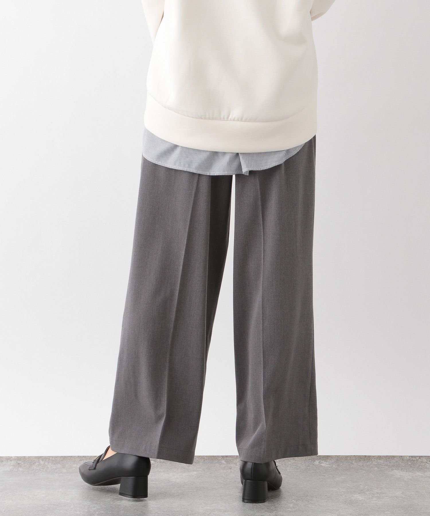 GLOBAL WORK (W)ウツクシルエットワイドP グローバルワーク パンツ スラックス・ドレスパンツ グレー ピンク ブラック グリーン  ベージュ ブラウン ホワイト【送料無料】