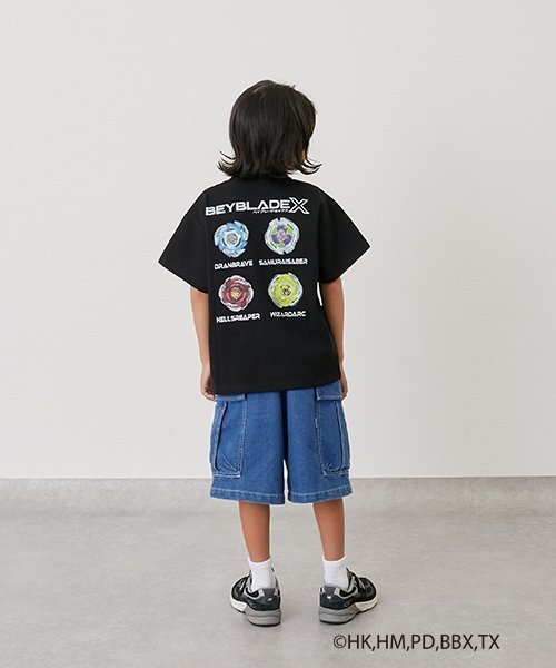 【SALE／60%OFF】GLAZOS 【SKIT0LY】【BEYBLADE X】プリント半袖Tシャツ ナルミヤオンライン トップス カットソー・Tシャツ ブルー ホワイト画像