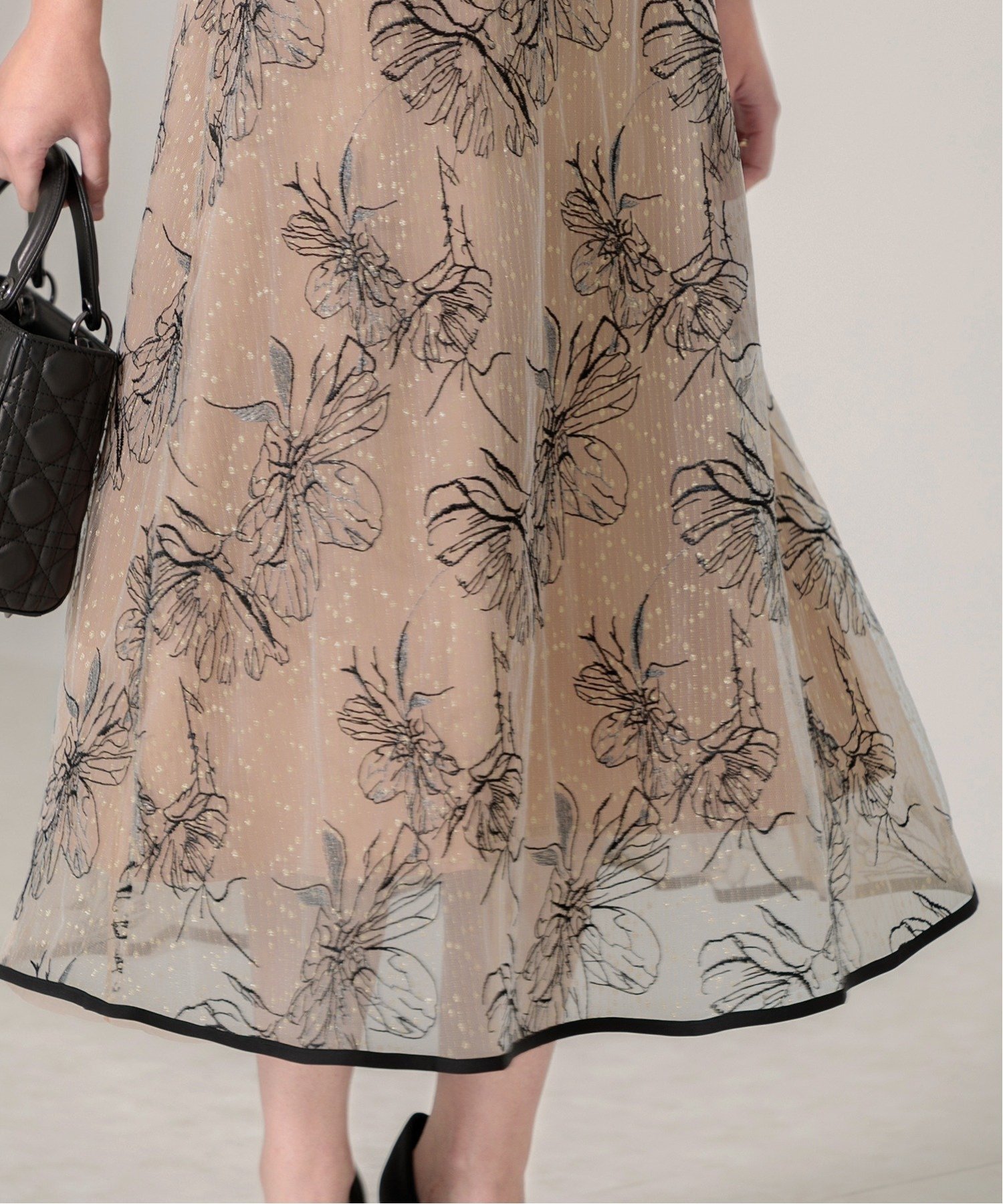 SALE／10%OFF】Leja LEJA-配色パイピング花柄ラメレースワンピース