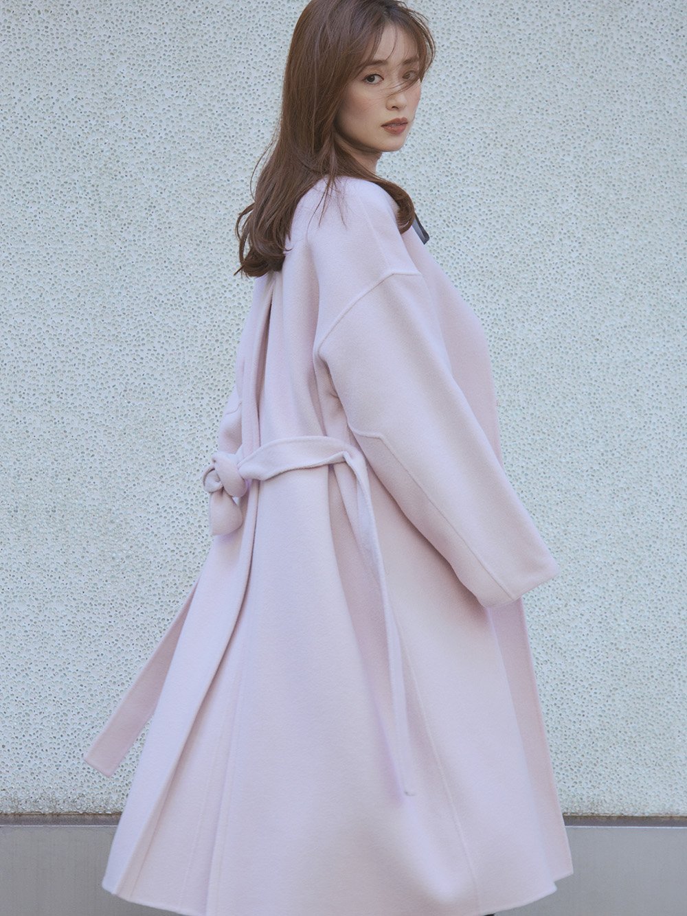 FRAY I.Dフレイアイディー カシミヤ混BALLIリバーコート ピンク　M FRAY ID (フレイ アイディー) カシミヤ混BALLIリバーコート