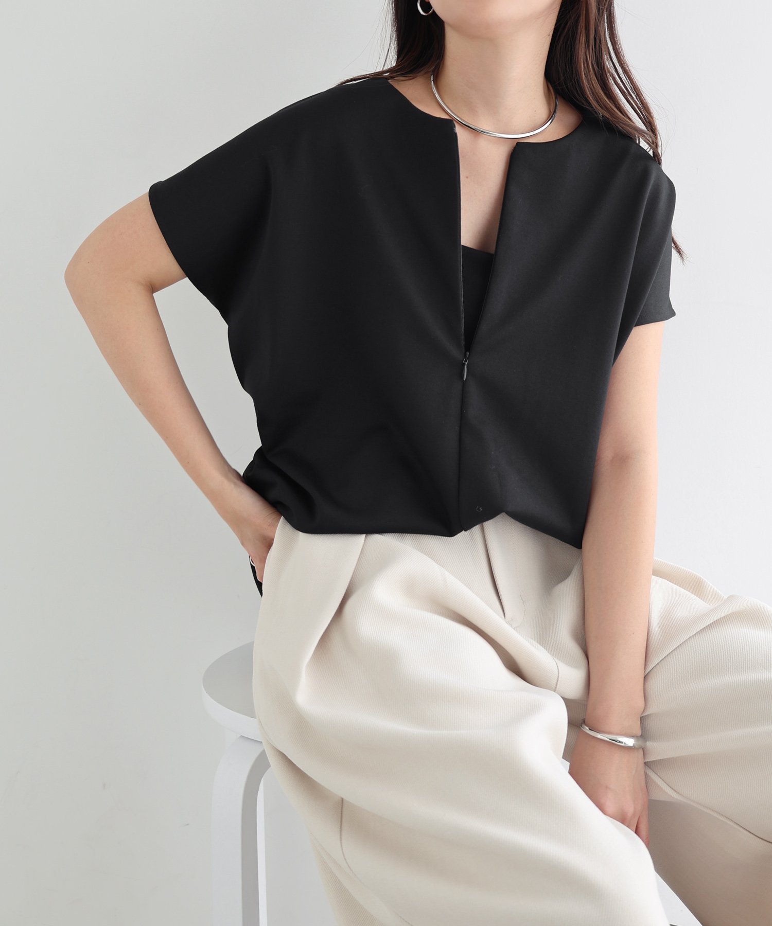 SALE／30%OFF】Mila Owen 短丈ワイドTウエストゴムスカートカットSET