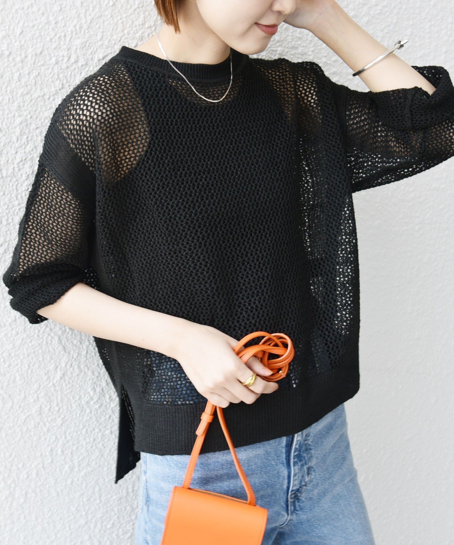SHIPS for women / シップスウィメン 〈手洗い可能〉ペーパー パフ スリーブ 半袖 ニット SHIPS for women / シップスウィメン 〈手洗い可能〉ペーパー