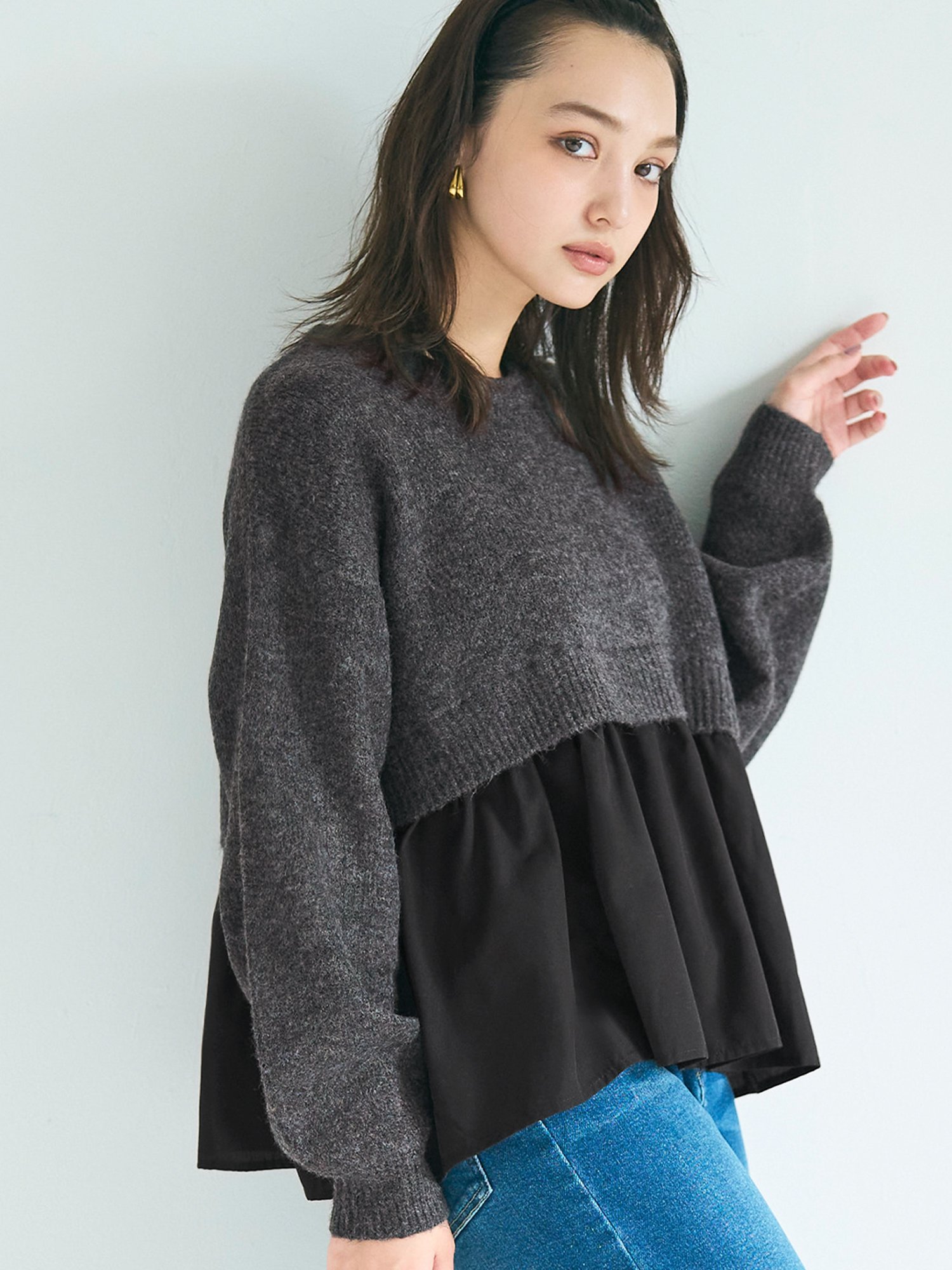 cen. キモノジャガードブラウス　F cen.made in Japan/ キモノジャガードブラウス