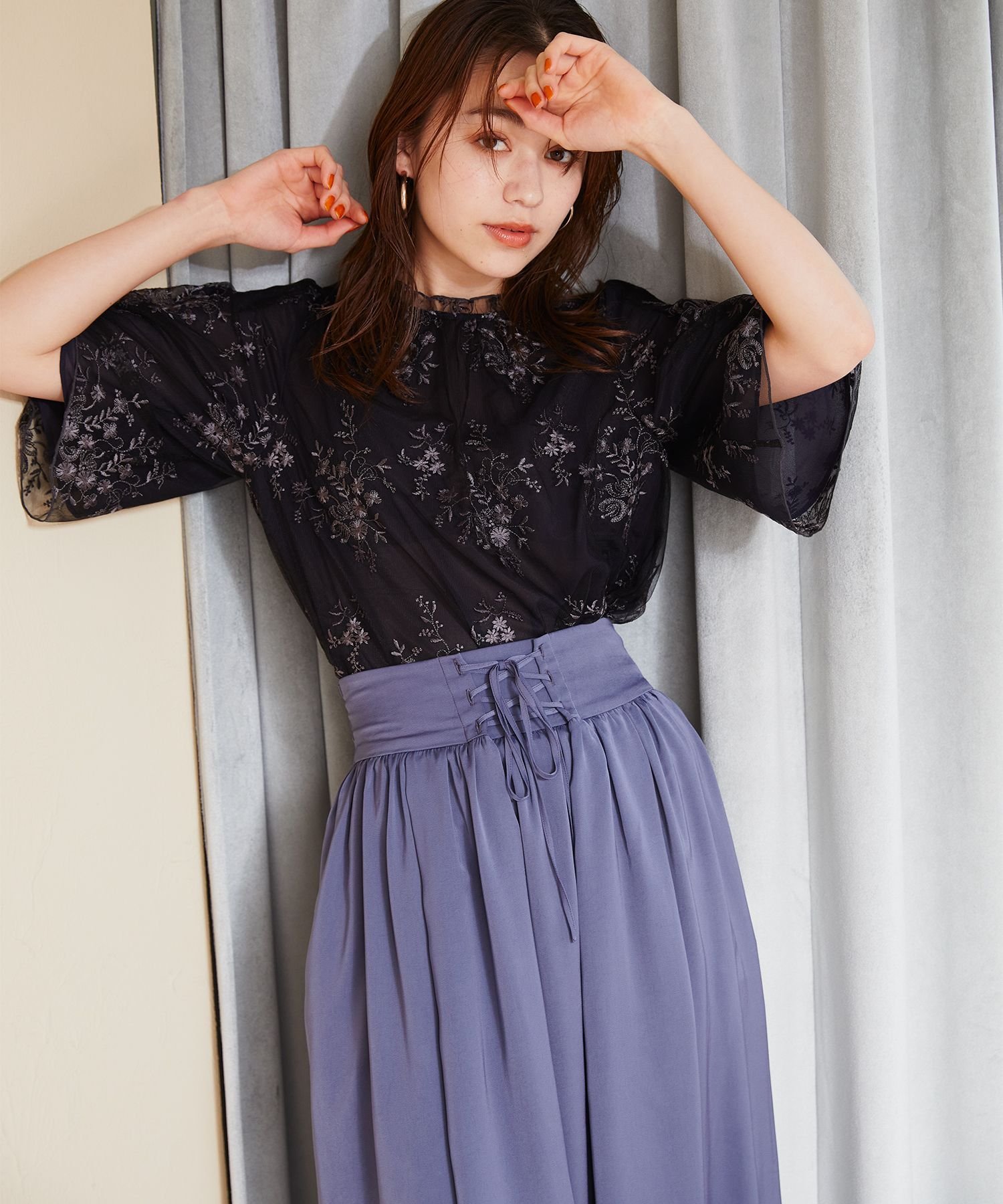 SALE／30%OFF】mysty woman (W)フローラルレースシアーSSBL ミスティ