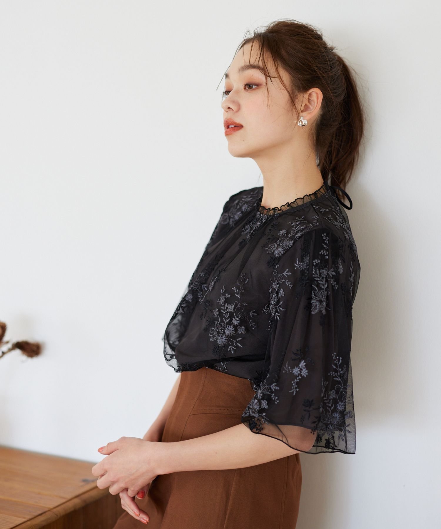 SALE／30%OFF】mysty woman (W)フローラルレースシアーSSBL ミスティ