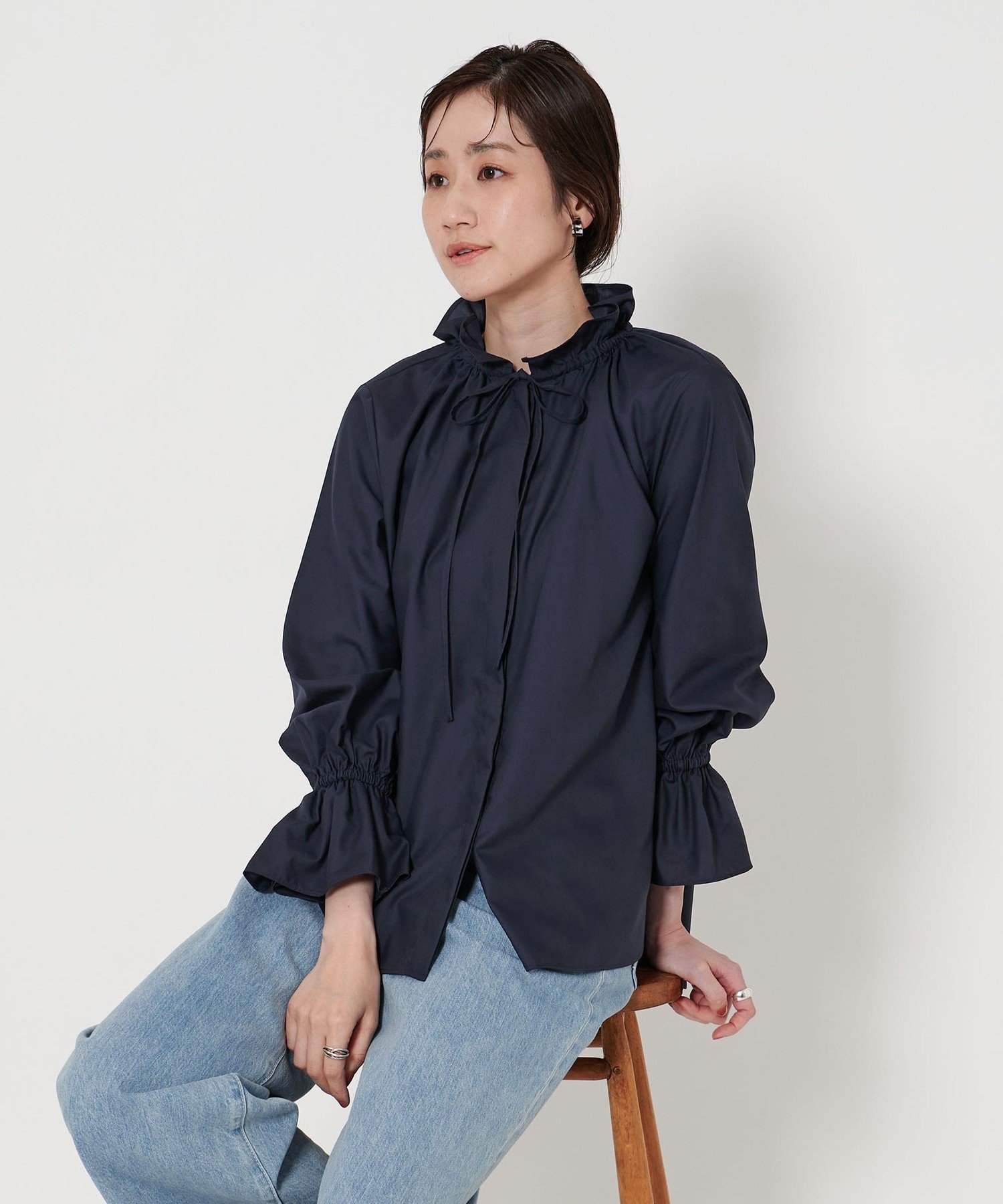 UNITED ARROWS フリルカラー フレアスリーブ ブラウス