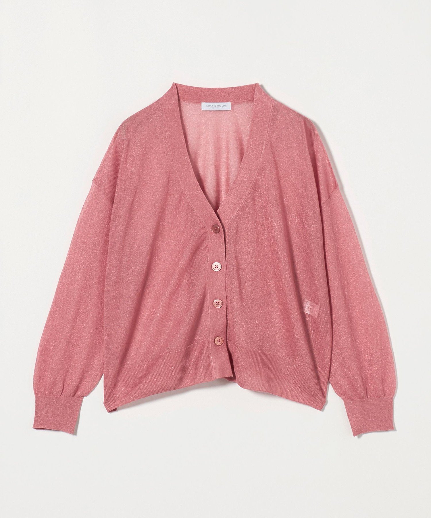 【新品未使用】MACPHEEピンクドライコットン Vネックカーディガン マカフィー MACPHEE ドライコットン Vネックカーディガン （33