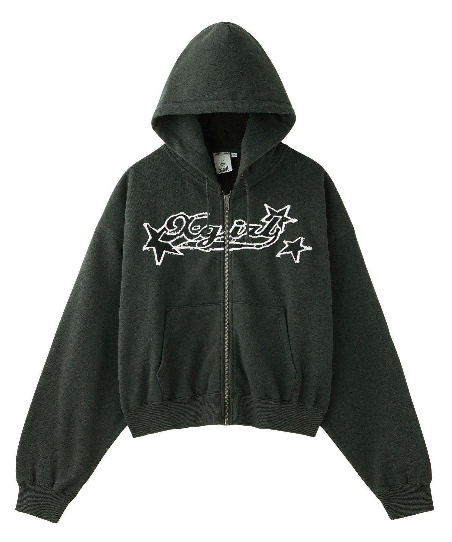 エックスガールの黒いパーカー X-girl エックスガール パーカー FACE POSTER SWEAT HOODIE