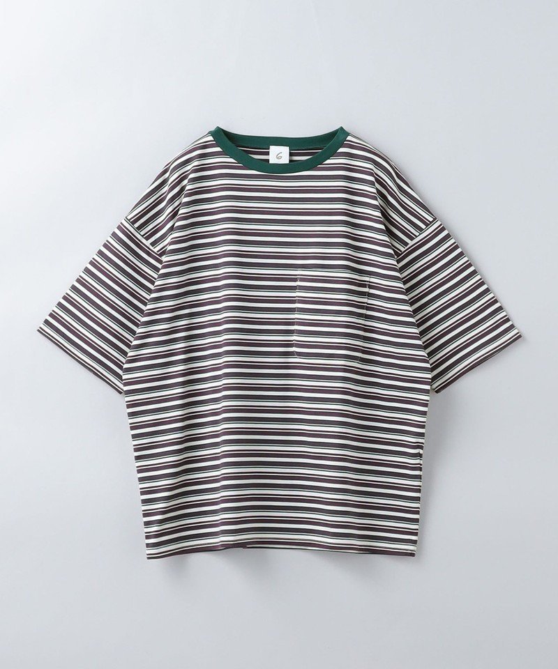 SALE／40%OFF】6(ROKU) ＜6(ROKU)＞COTTON MULTI BORDER BIG T-SHIRT 2023SS/Tシャツ  ビューティ＆ユース ユナイテッドアローズ トップス カットソー・Tシャツ レッド【送料無料】