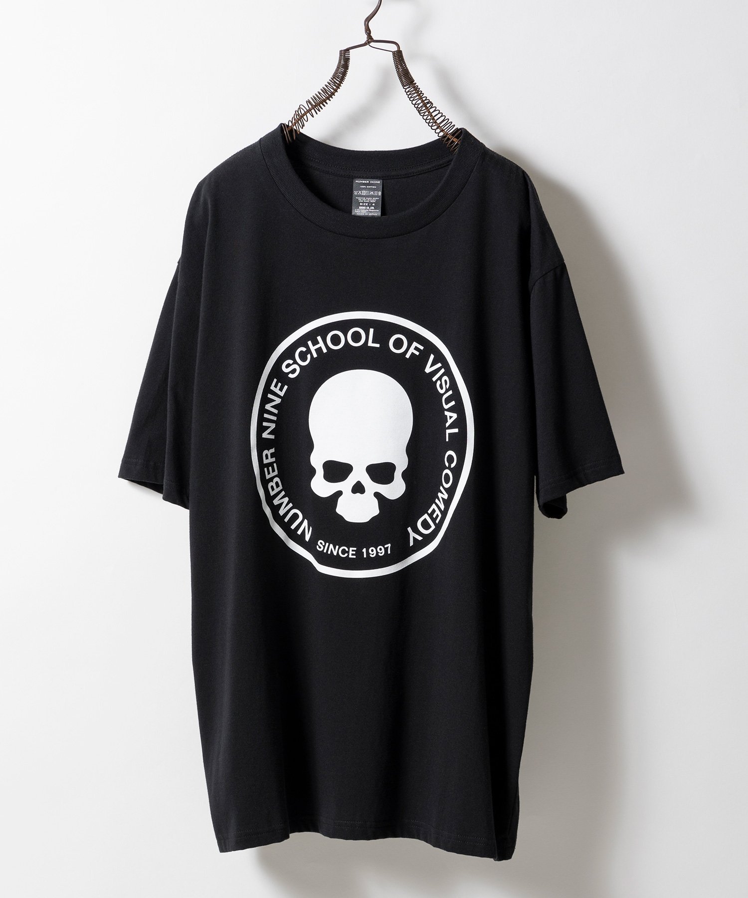 ナンバーナイン　01ss　タイム期　穴空きスカルプリントTシャツ　2　黒　散弾銃 NUMBER (N)INE - ナンバーナイン 01SS タイム期 穴あき加工
