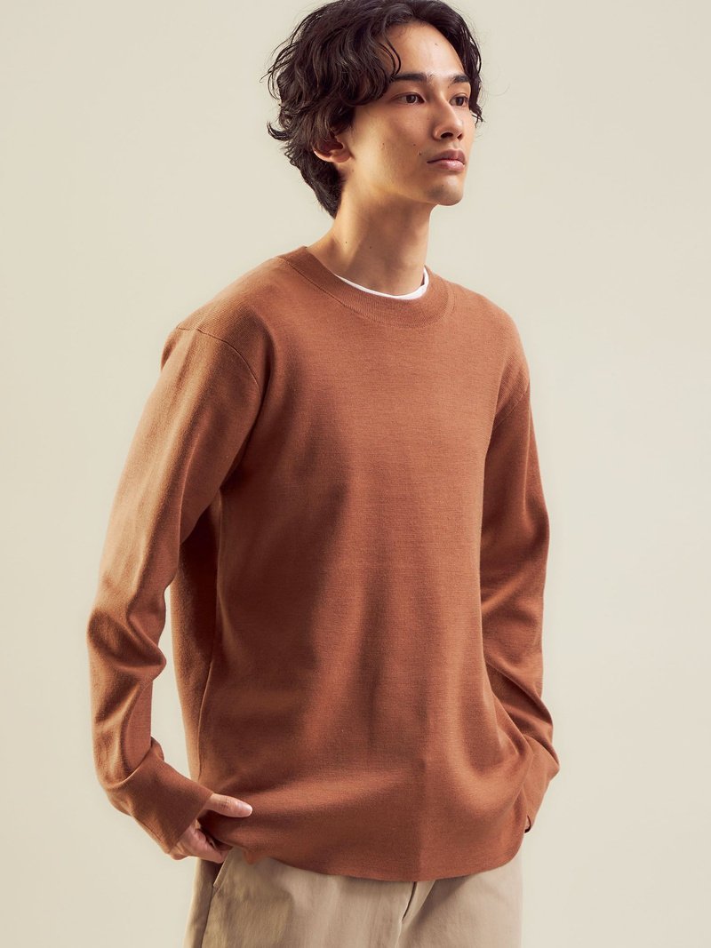 SALE／60%OFF】UNITED ARROWS green label relaxing ＜green label relaxing＞オタゴウール クルーネック  ニット -ウォッシャブル- ユナイテッドアローズ グリーンレーベルリラクシング ニット 長袖ニット オレンジ グレー ブラウン