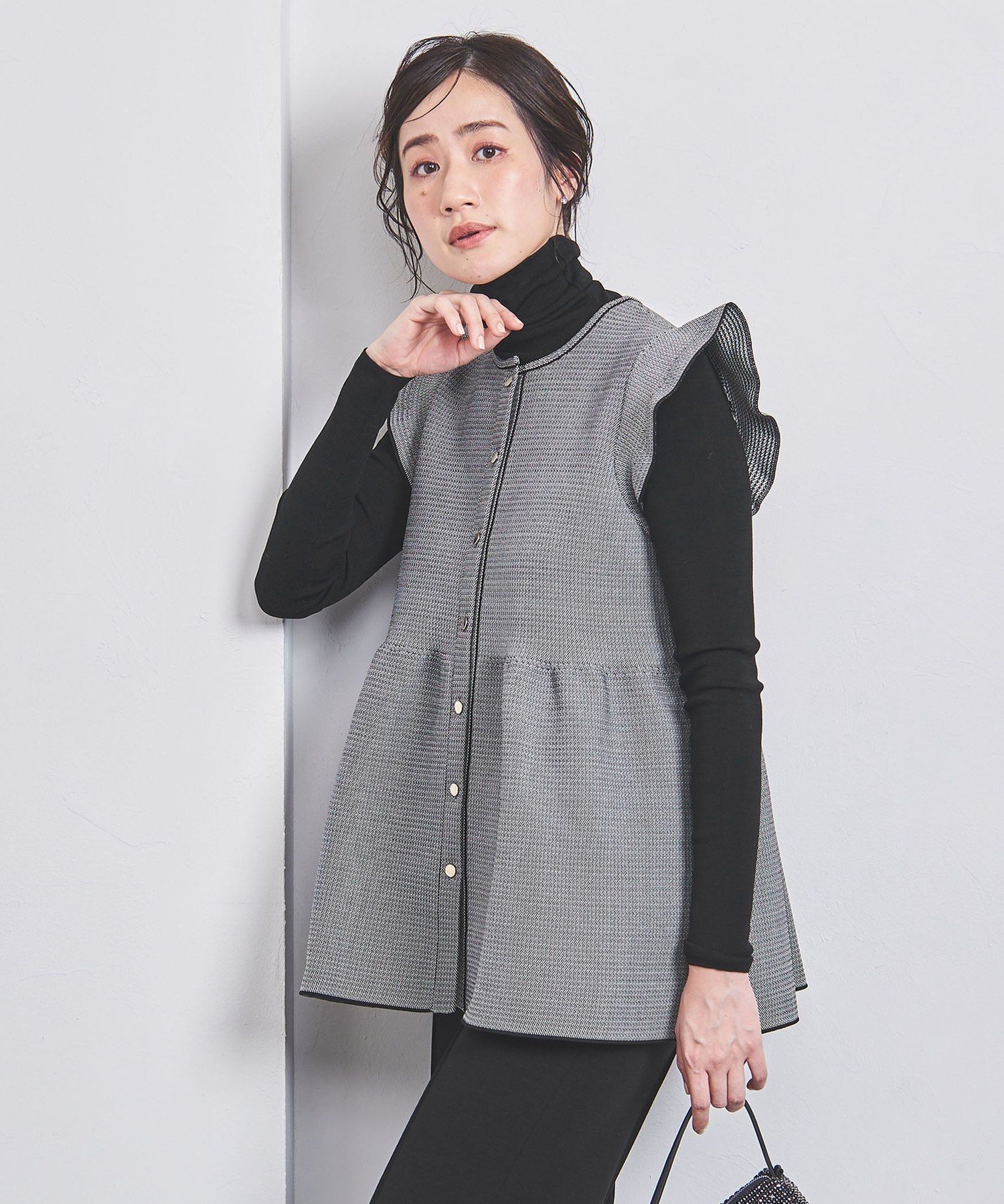 SALE／30%OFF】UNITED ARROWS ペプラム フリルスリーブ ジャカード 