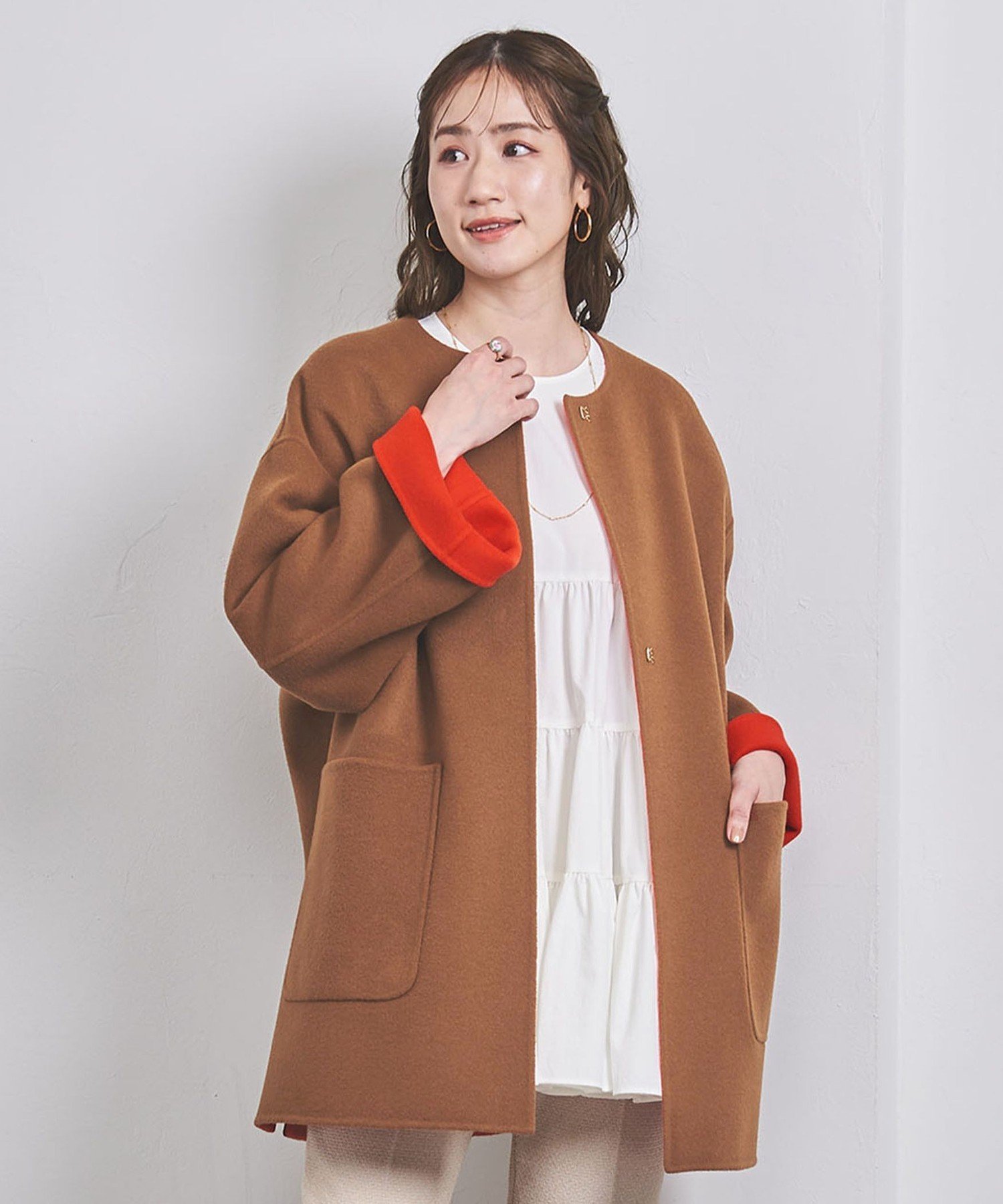 ユナイテッドアローズ リバーミドルコート リバーシブル 高密度 ウール UNITED ARROWS バイカラー リバー ミドルコート ユナイテッドアローズ