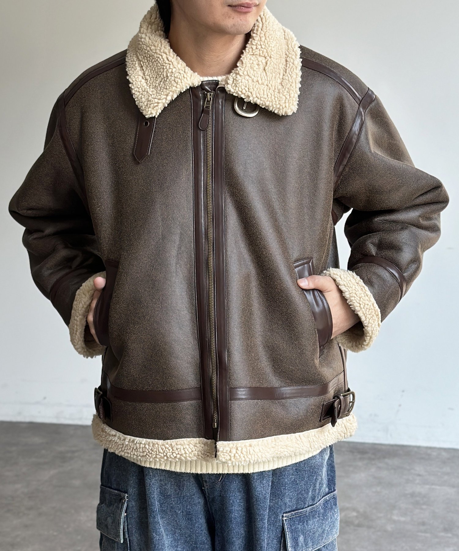 楽天市場】フェイクムートンジャケット B-3 メンズ ジャケット