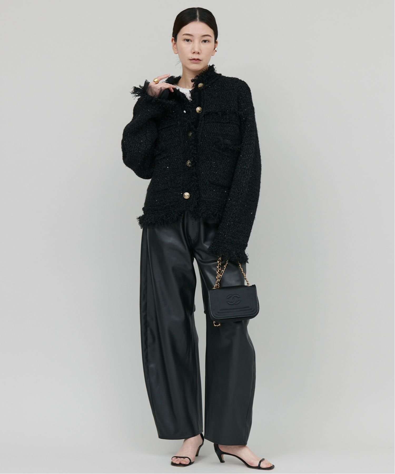 SALE／20%OFF】Curensology エトワールニットツイードカーディガン 
