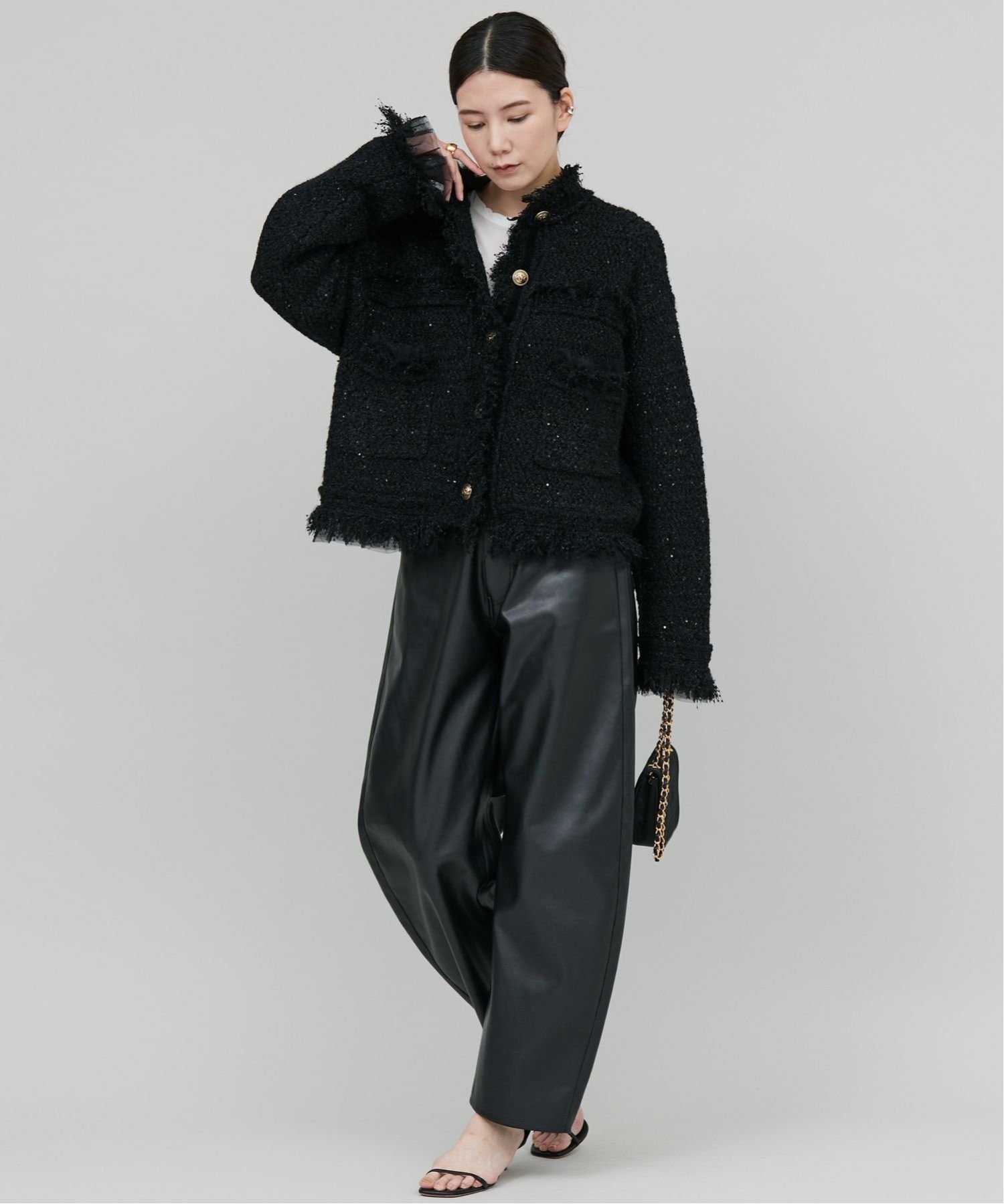SALE／20%OFF】Curensology エトワールニットツイードカーディガン 