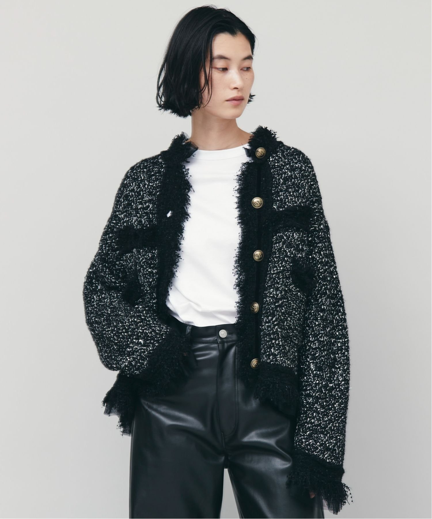 SALE／20%OFF】Curensology エトワールニットツイードカーディガン 