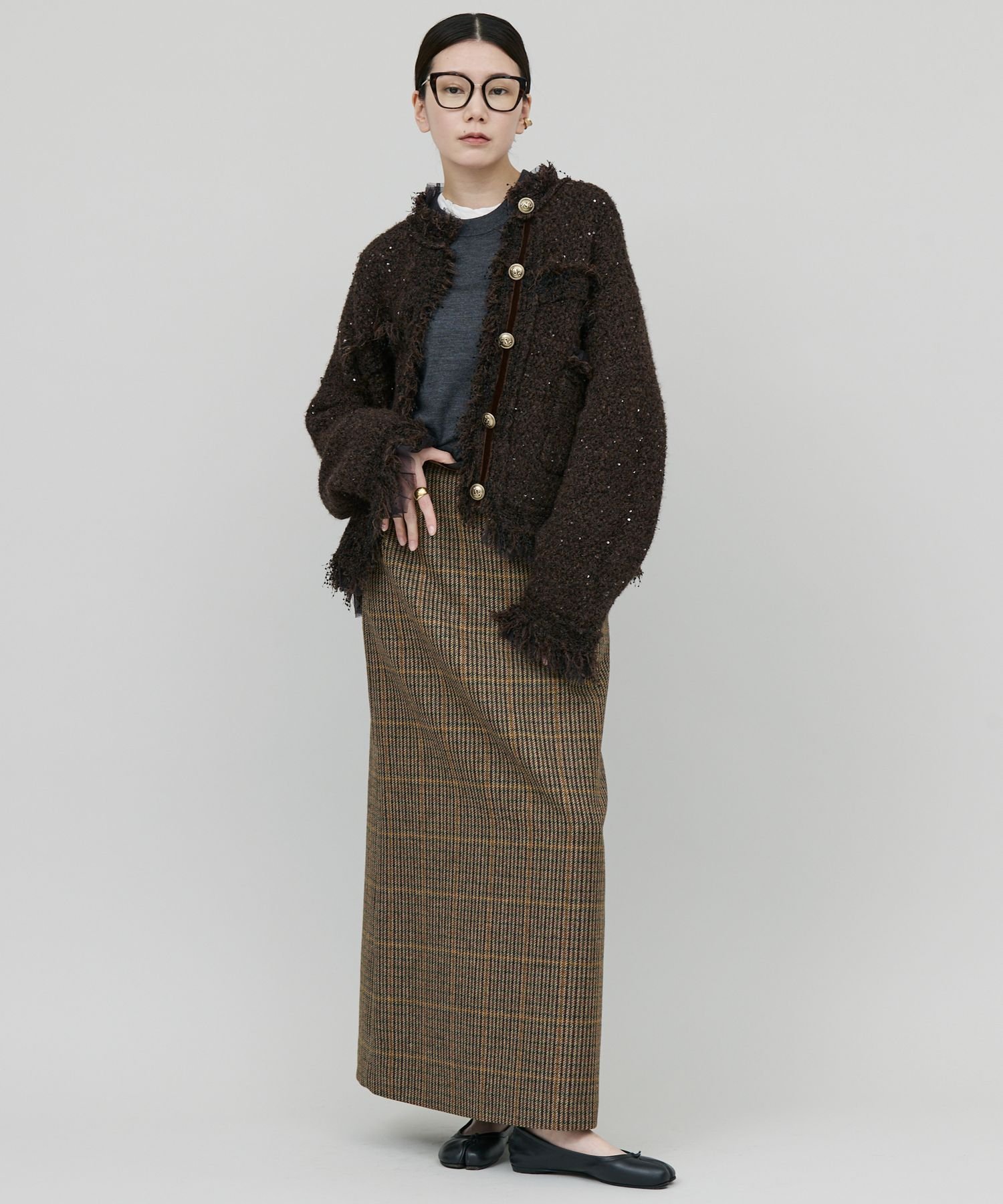 SALE／20%OFF】Curensology エトワールニットツイードカーディガン 