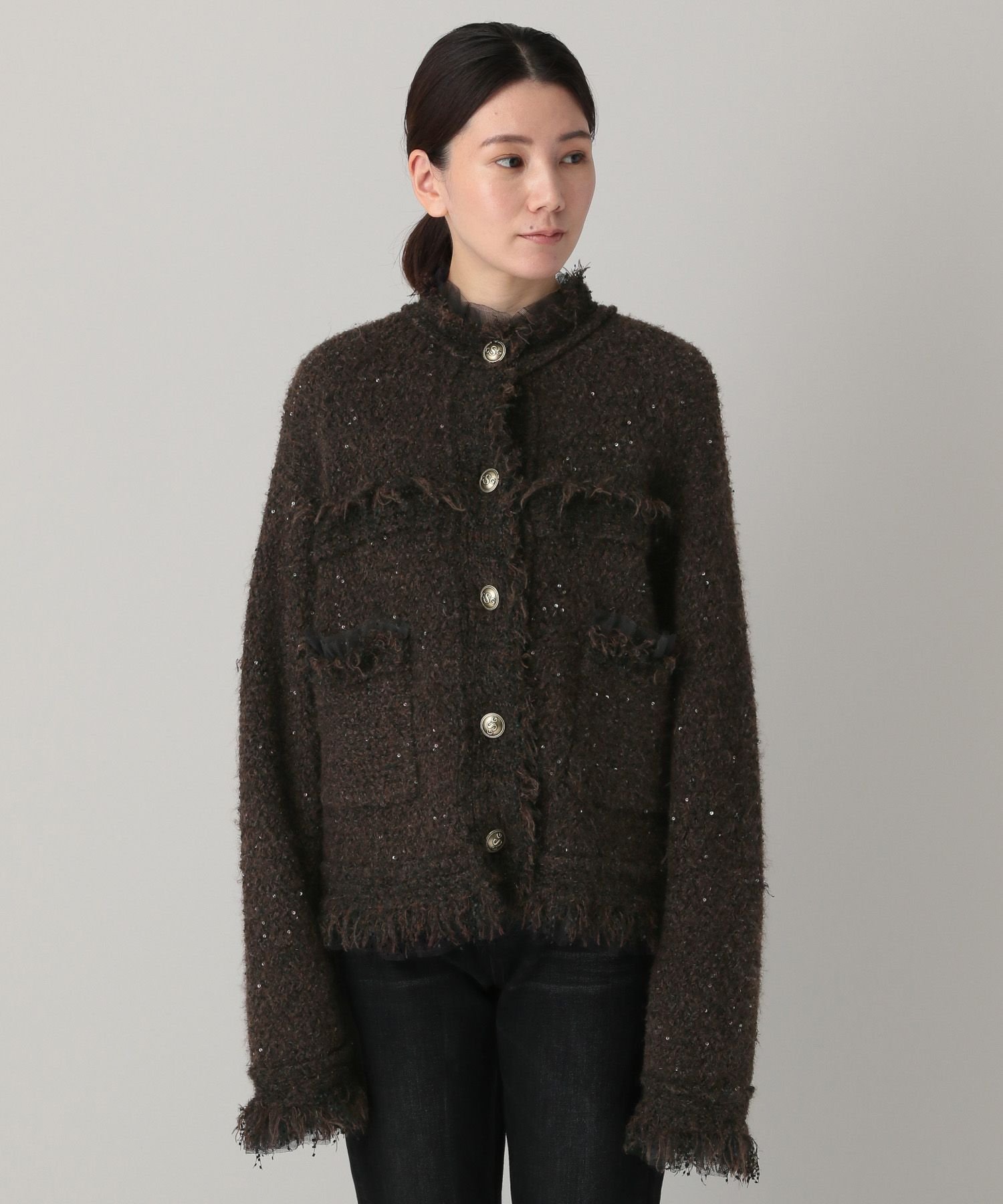 SALE／20%OFF】Curensology エトワールニットツイードカーディガン 
