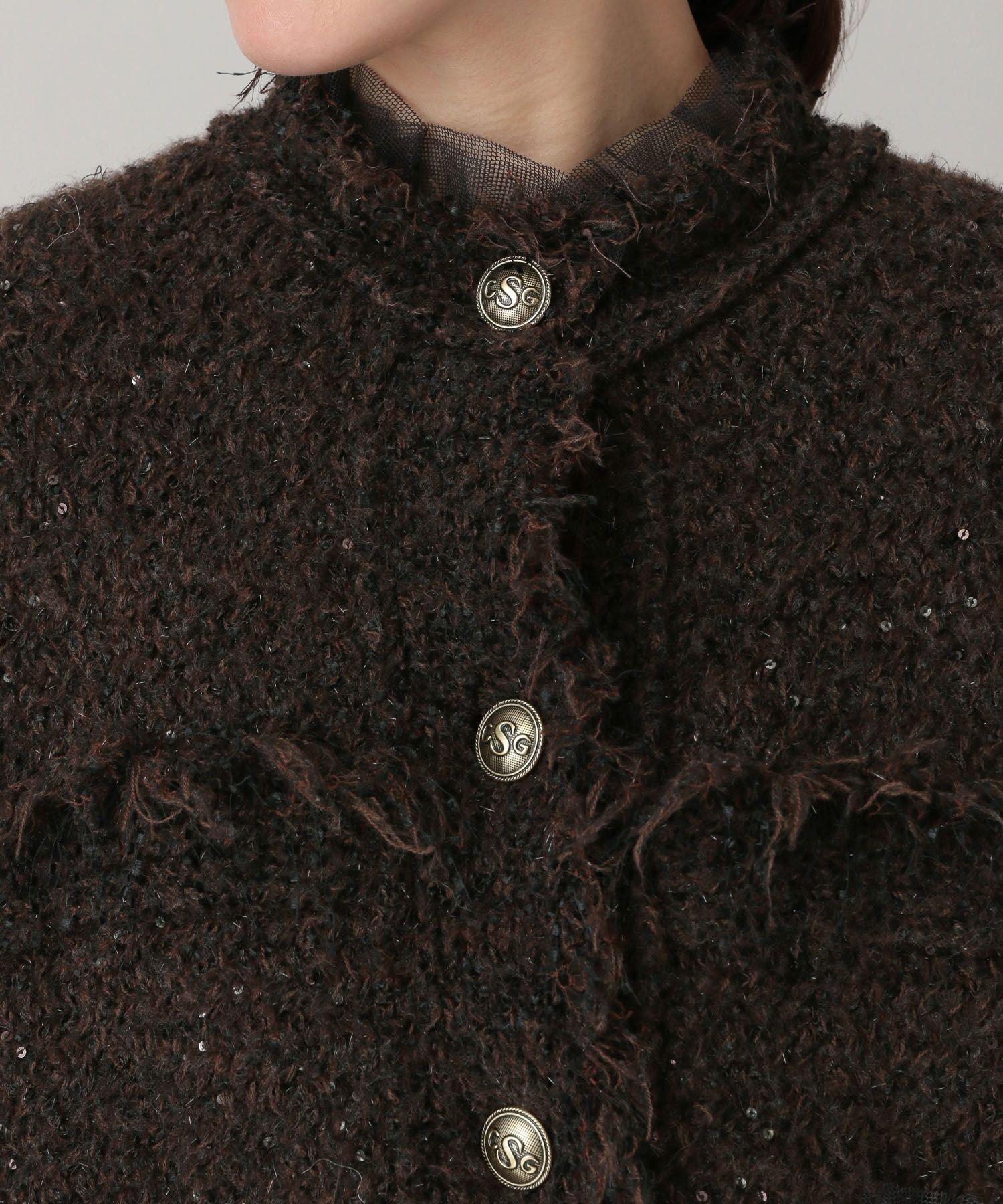 SALE／20%OFF】Curensology エトワールニットツイードカーディガン 