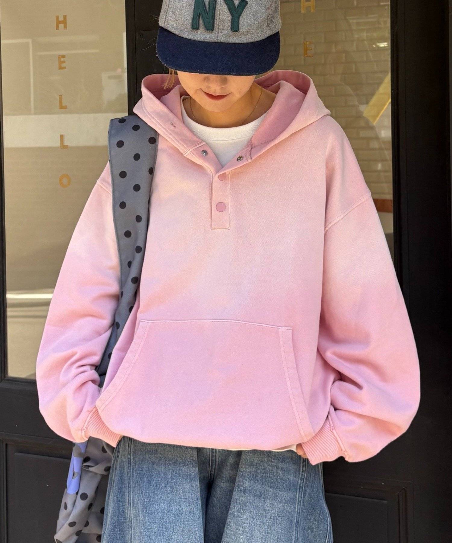 CIAOPANIC TYPY 【UNISEX】スプレー加工ヘンリースナップフーディー 