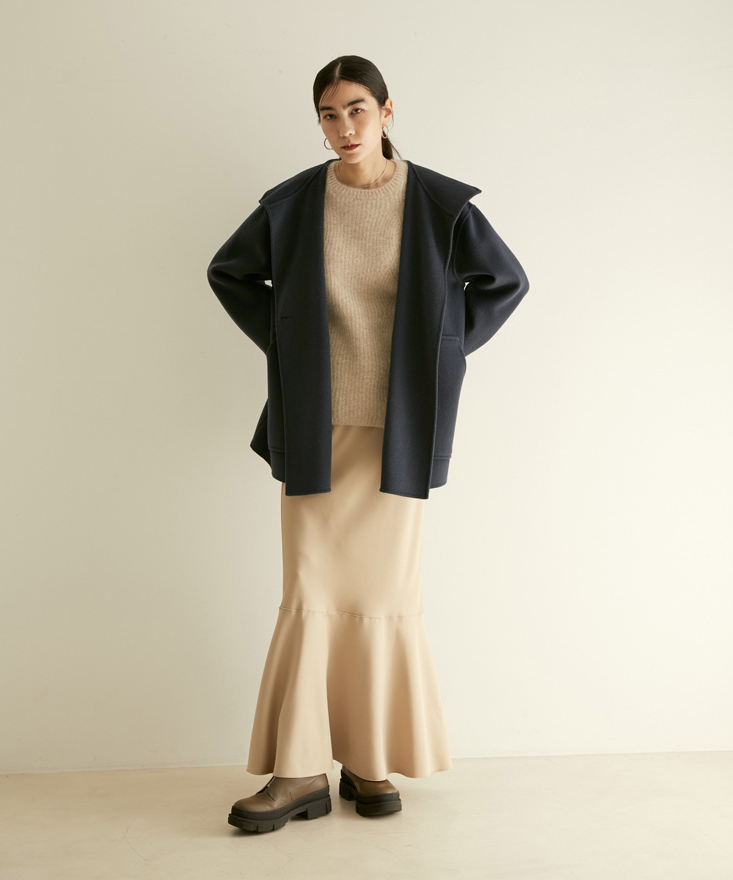 SALE／50%OFF】SALON adam et rope' ウールリバーフーデッドハーフ