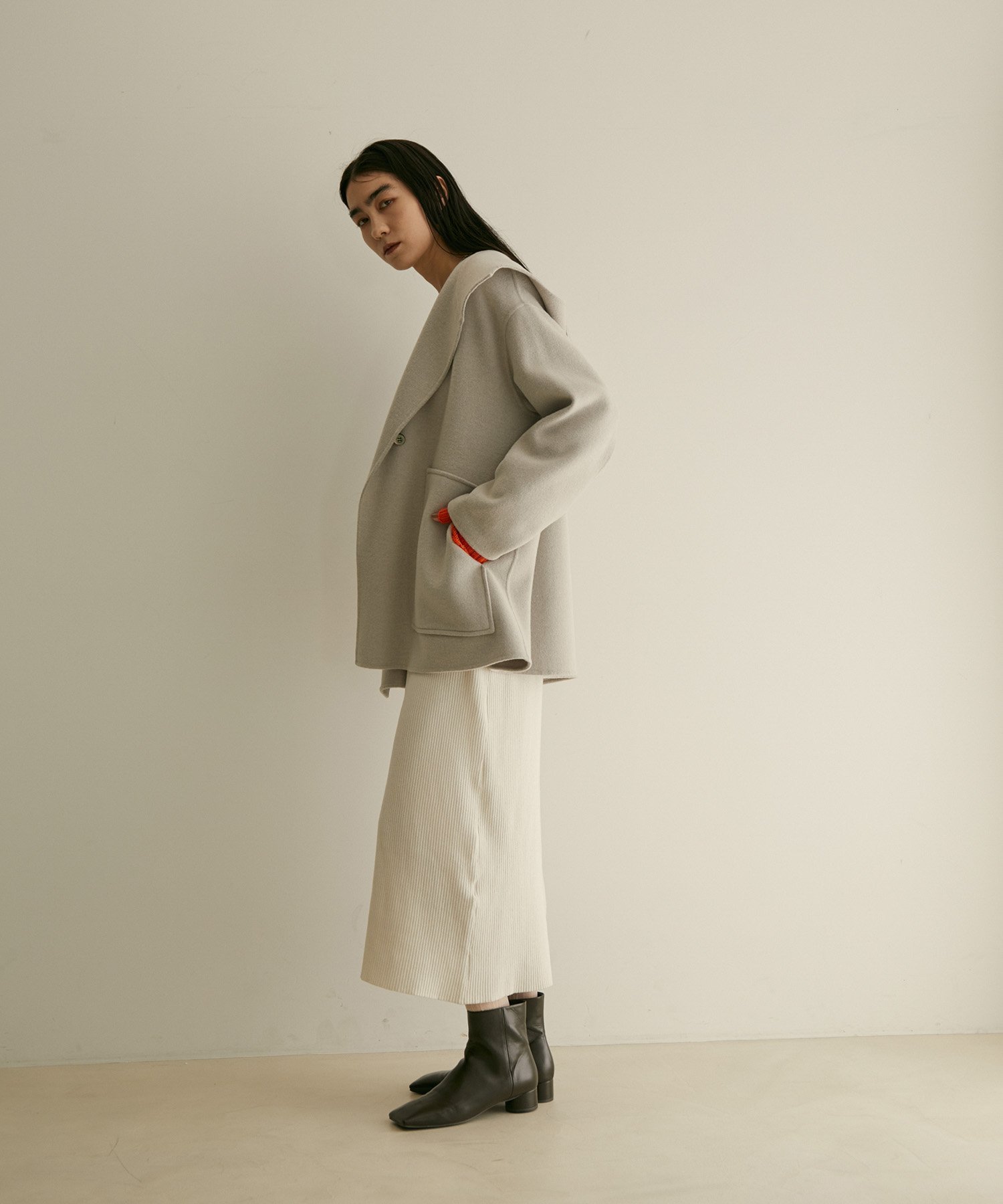 SALE／50%OFF】SALON adam et rope' ウールリバーフーデッドハーフ