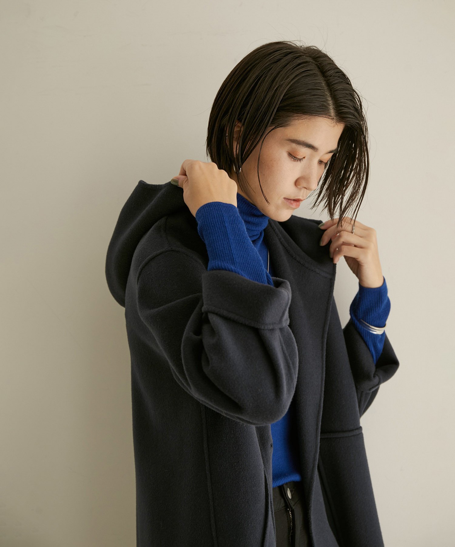 【美品】サロンアダムエロペ　フード　カシミヤ　フーデットコート SALE／50%OFF】SALON adam et rope' ウールリバーフーデッド