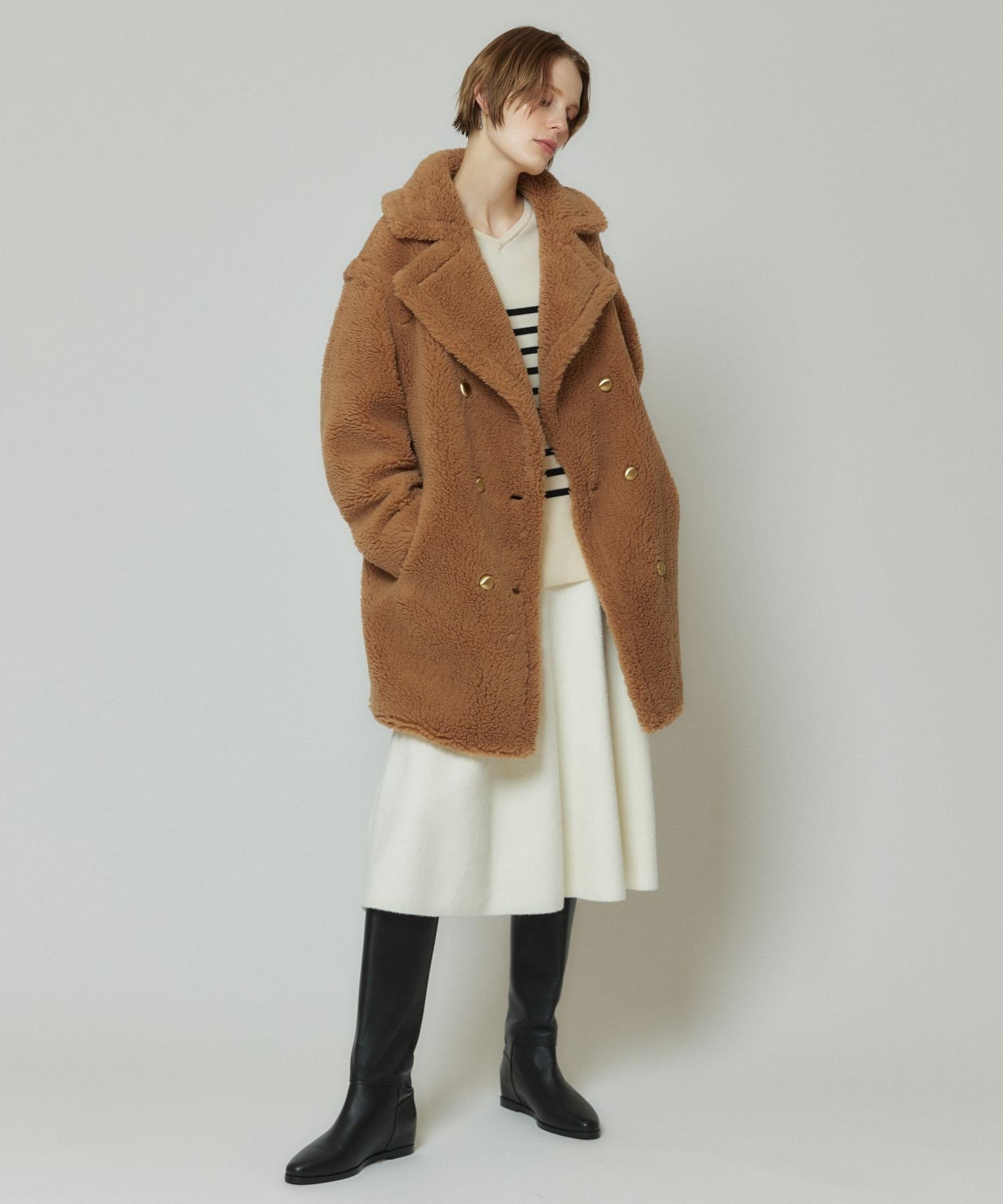 SALE／30%OFF】allureville ウールMIXボアピーコート アルアバイル 