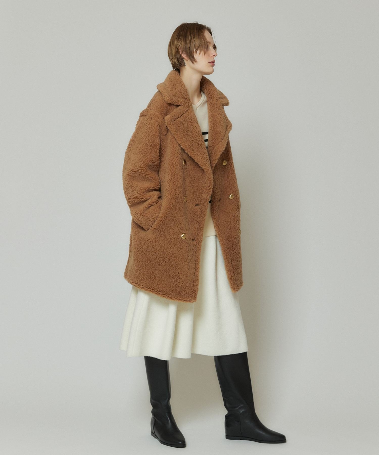 SALE／30%OFF】allureville ウールMIXボアピーコート アルアバイル 