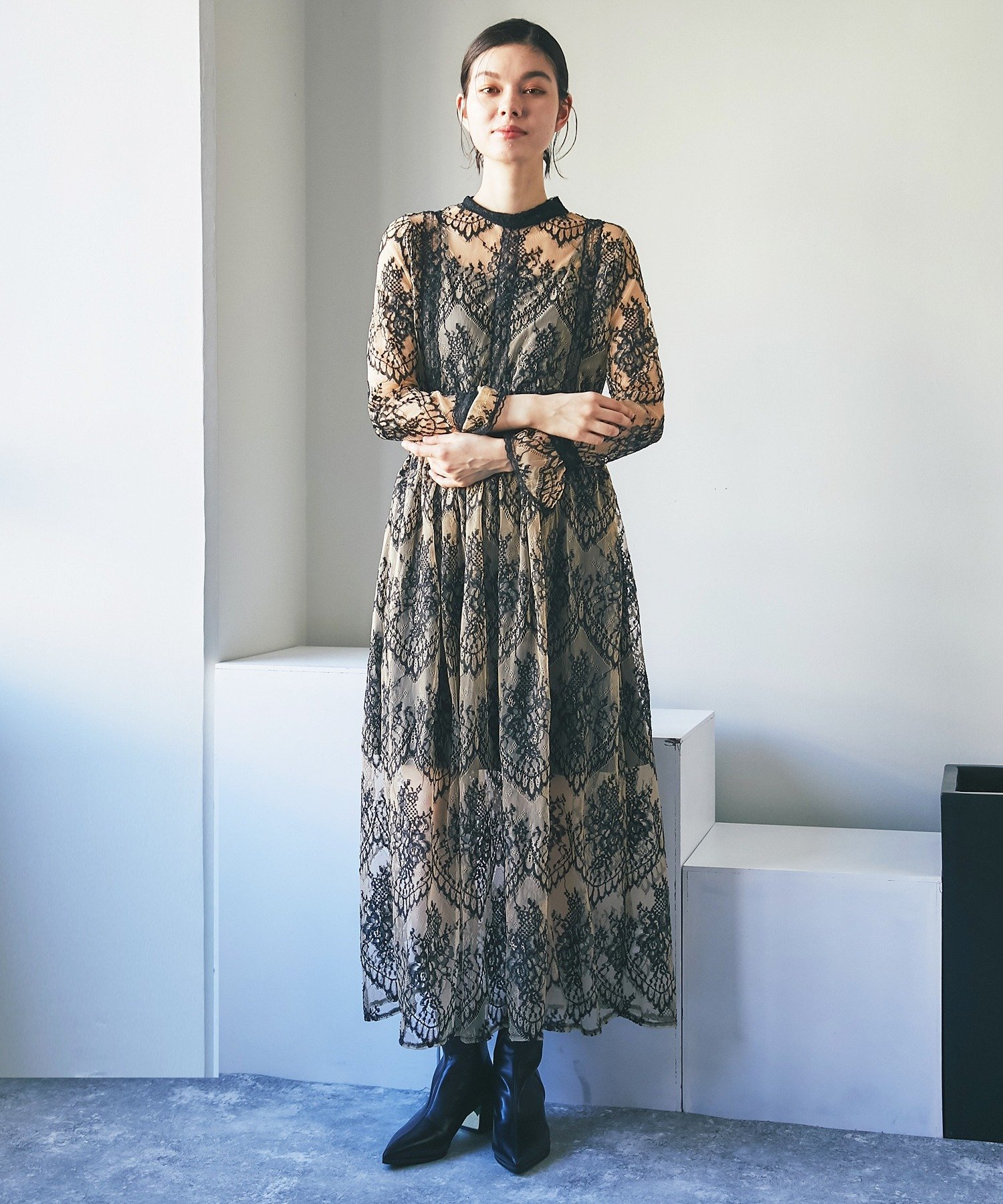 邸宅のすみれハイウエストワンピース kz4483-01_1.jpg