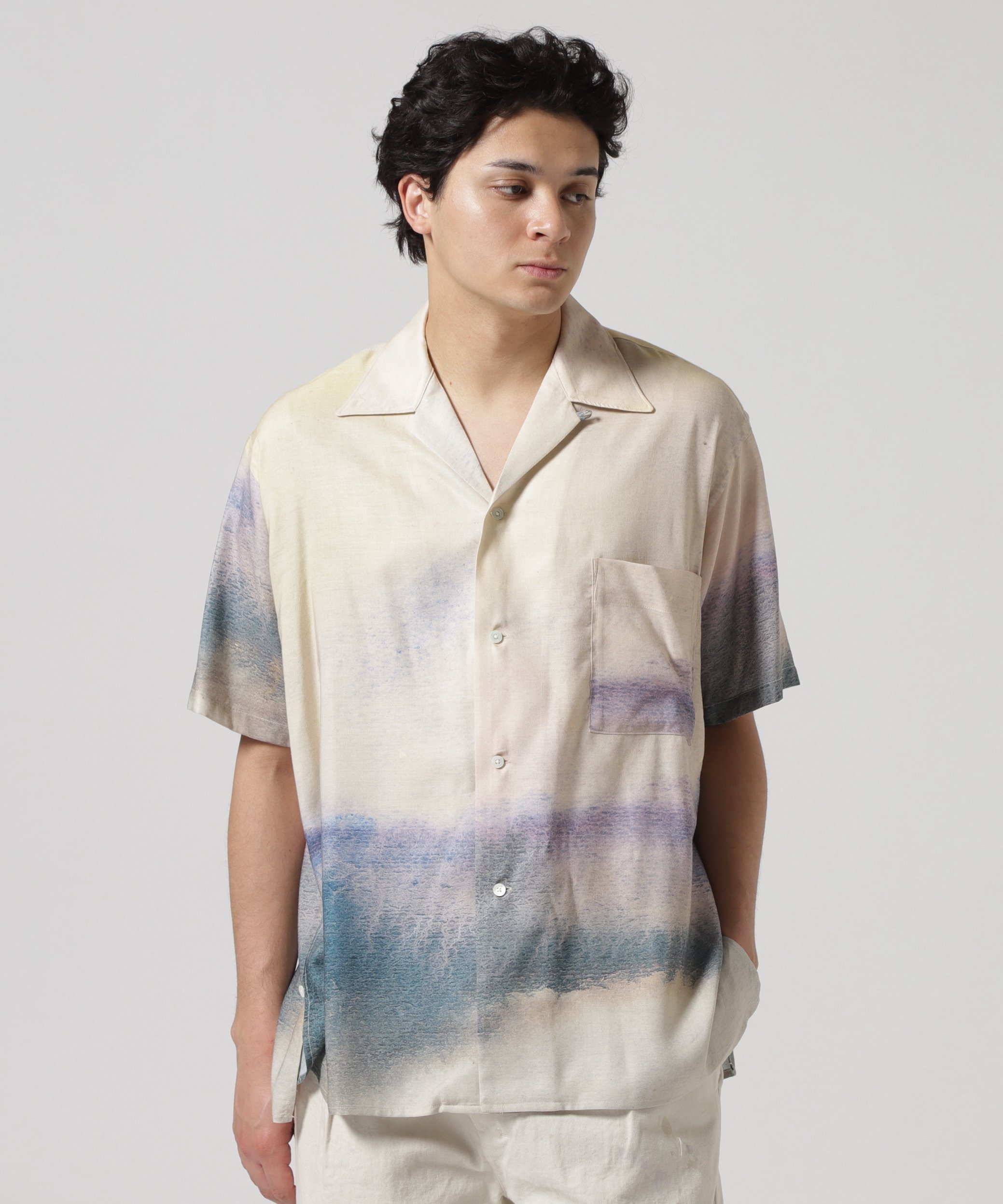 ヨークYOKE オープンカラー　半袖　シャツ　サイズ3 YOKE | OPEN COLLAR SHIRTS(BLUE) | オープンカラーシャツ