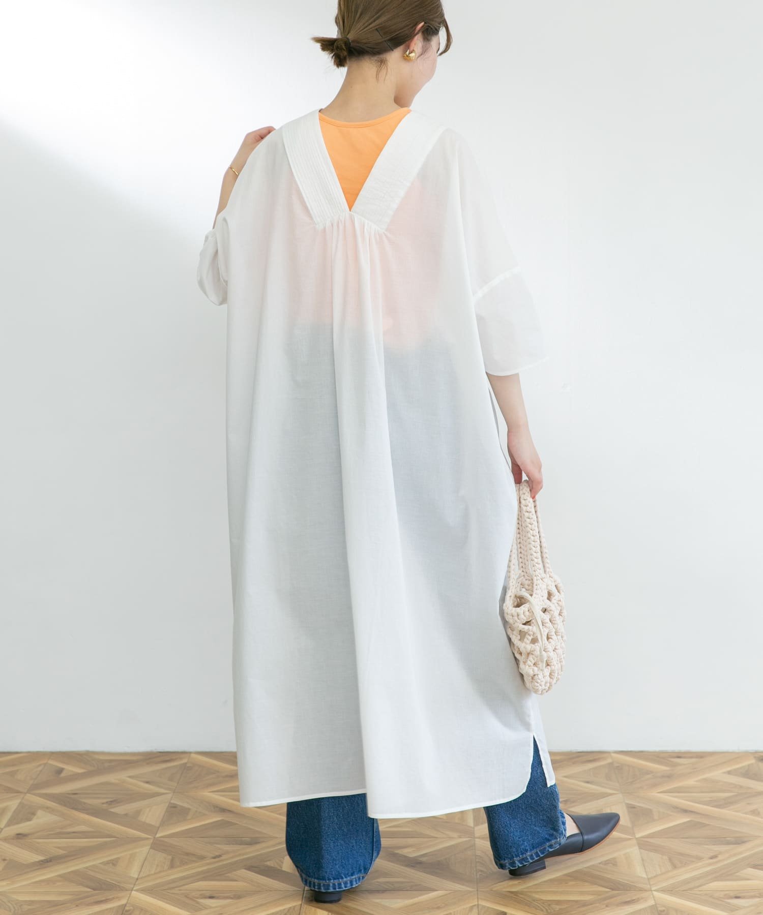 近年 TEN×RON HERMAN カフタンドレス シャツワンピース マキシ 白 TEN×RonHerman ロンハーマン カフタンドレス ホワイト - メルカリ