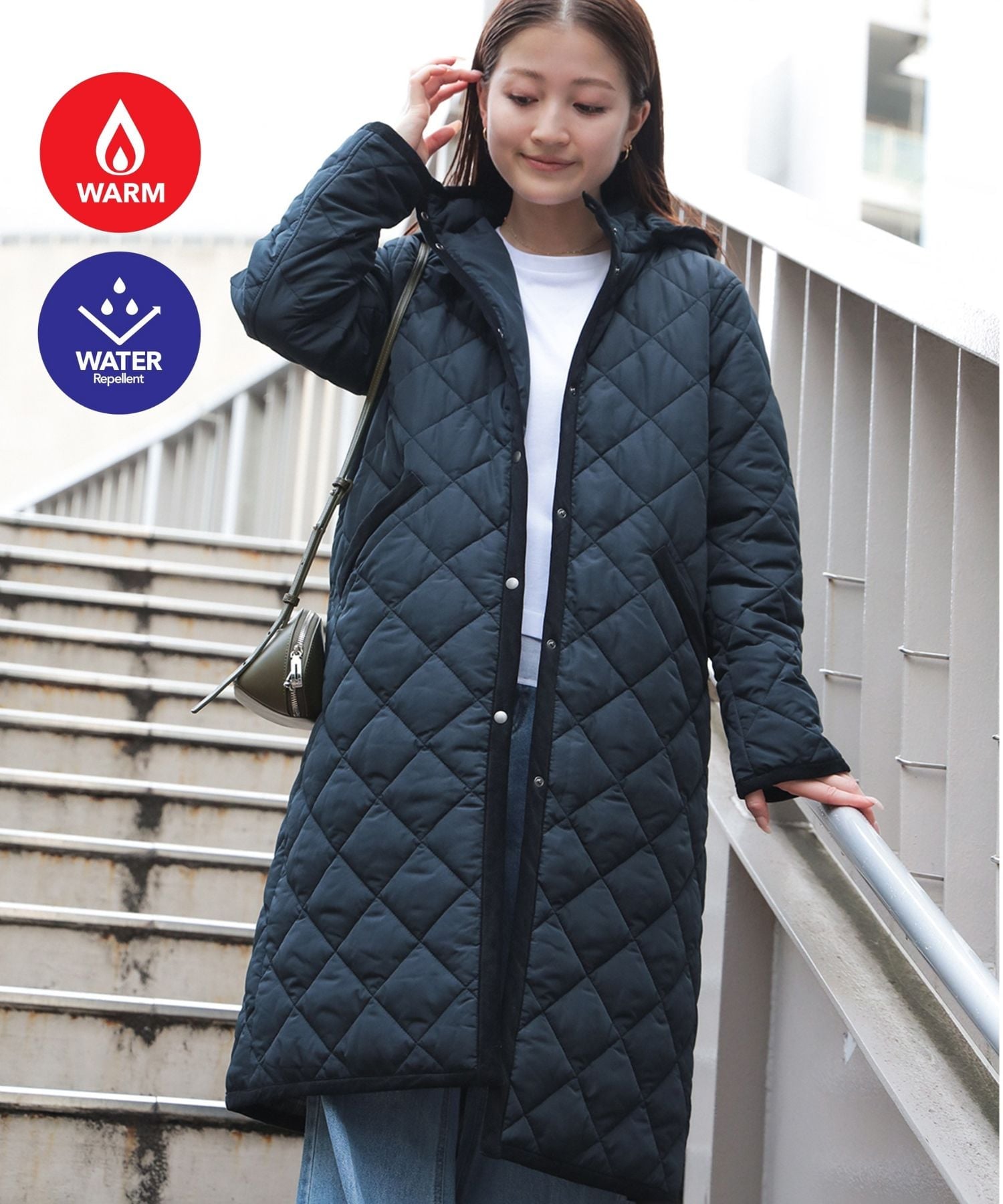 SALE／50%OFF】Mila Owen ウール混スタンドカラーリバーケープコート