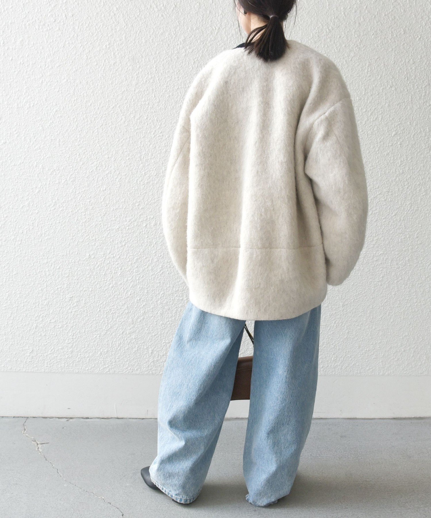 SHIPS any SHIPS any: シャギー ノーカラー コクーン コート シップス