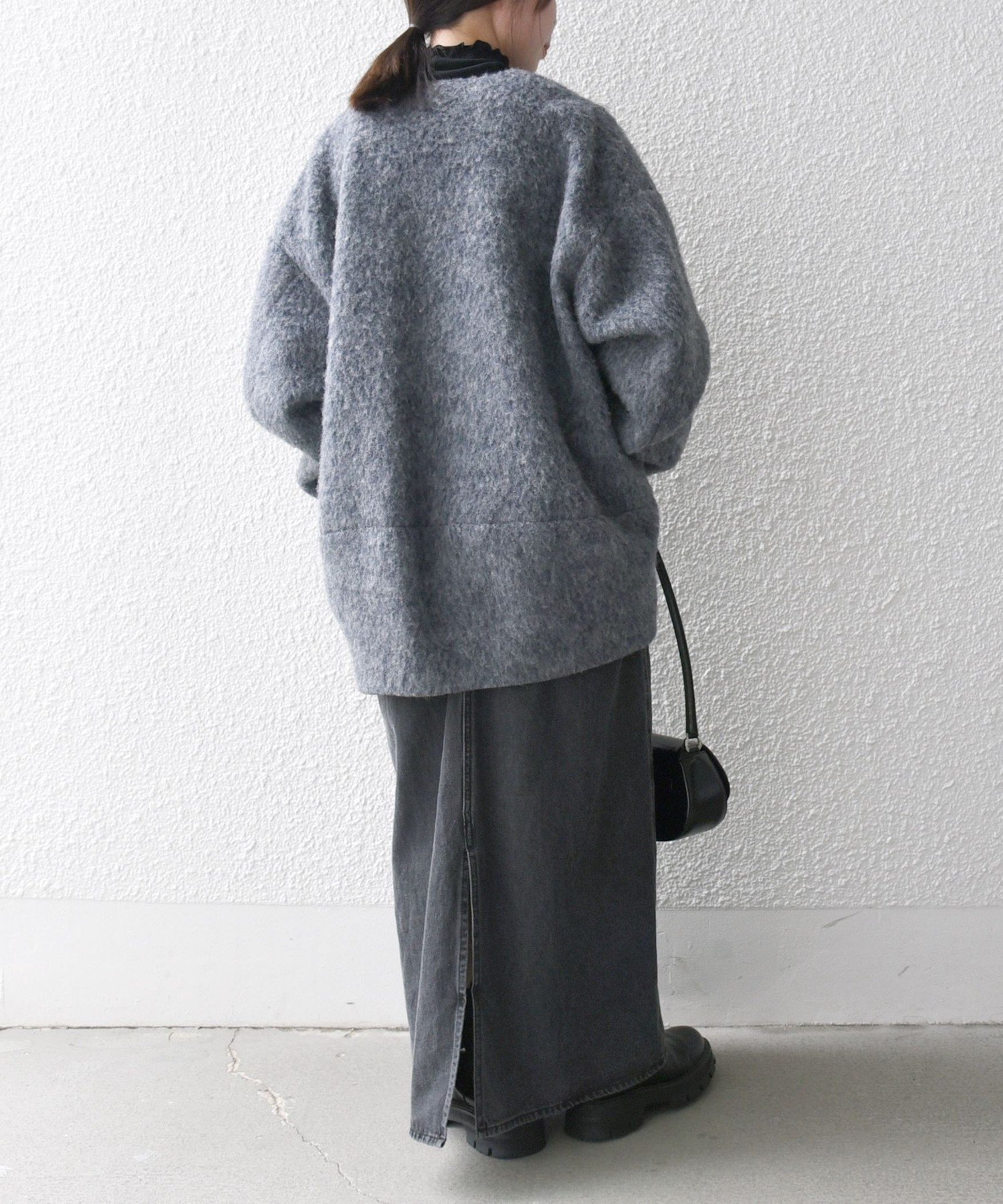 SHIPS any SHIPS any: シャギー ノーカラー コクーン コート シップス