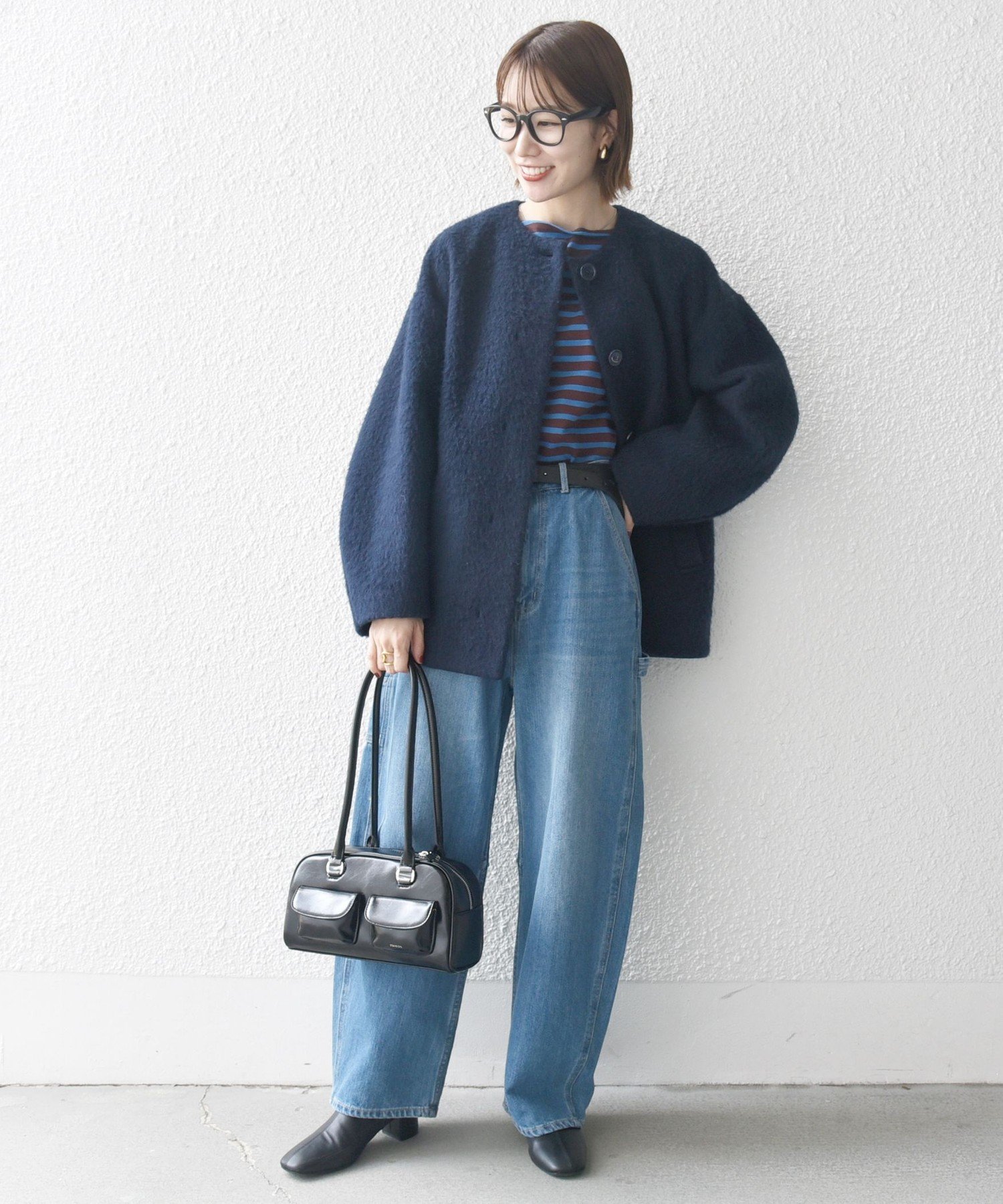 SHIPS any SHIPS any: シャギー ノーカラー コクーン コート シップス