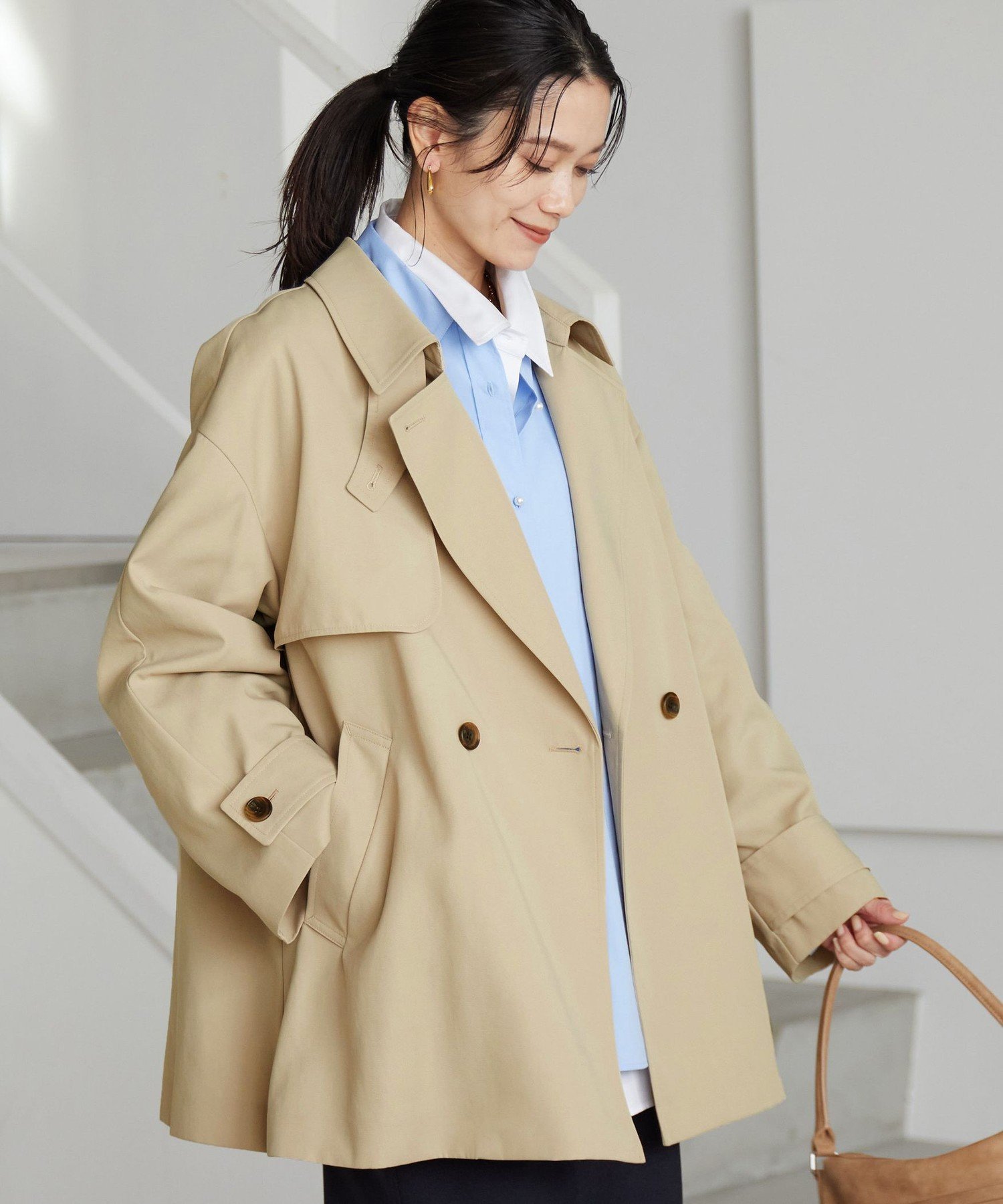 UNITED ARROWS ヘリンボーン スリット スタンドカラーコート 【公式通販】