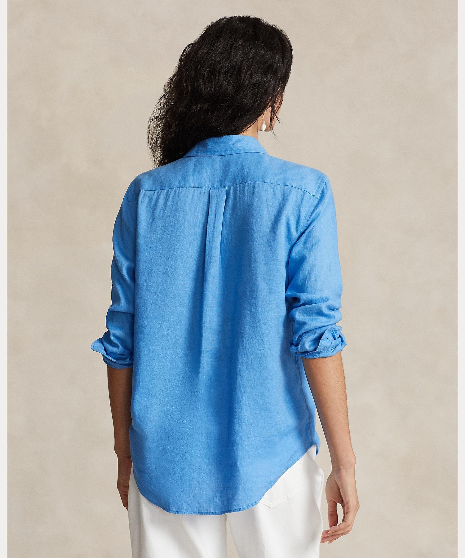 大人気♡ラルフローレン リネンシャツ ネイビー リラックスフィット 美品 リラックスド フィット リネン シャツ （シャツ・ブラウス