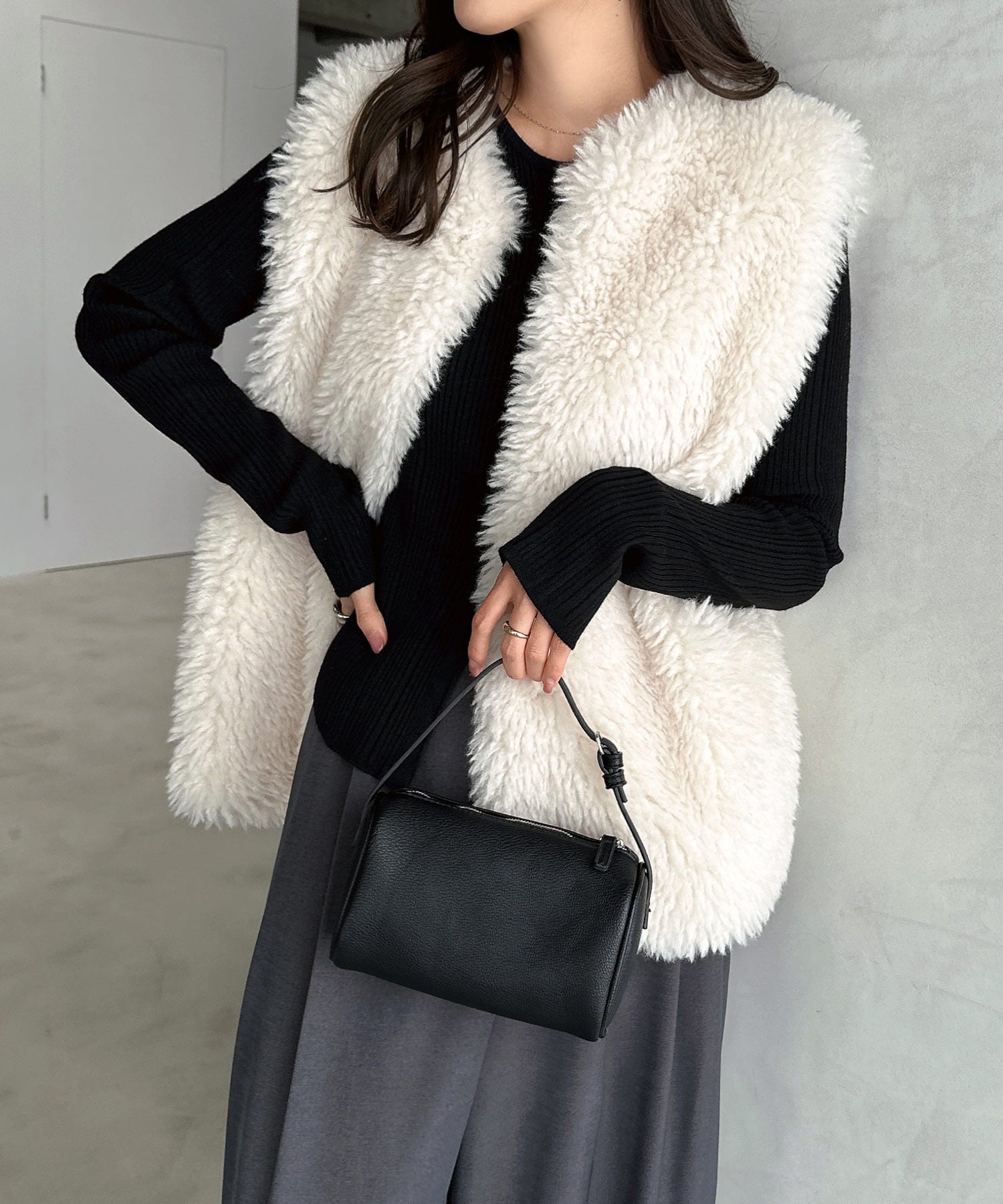 ファーベストジレ ブラック ラムファー エンバ ふかふか ベスト ジレ