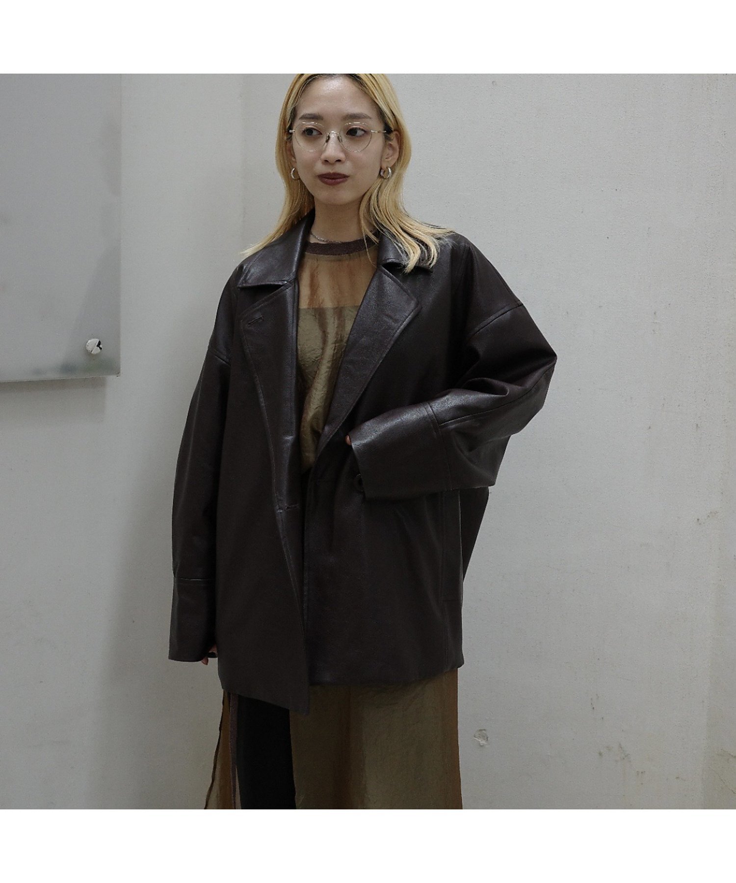 ANDREA &Co AUBREY フェイクレザーオーバージャケット SET】レザービーズエンブロイダリージャケット+ウエストコードベロア