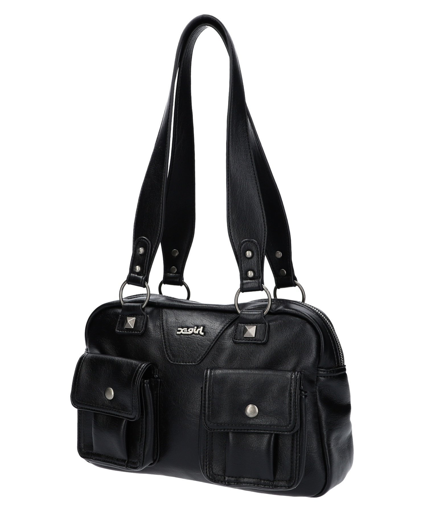 新品　X-gir FAUX LEATHER HAND BAG エックスガール 楽天市場】DOUBLE POCKET FAUX LEATHER HAND BAG 【X-girl】 X