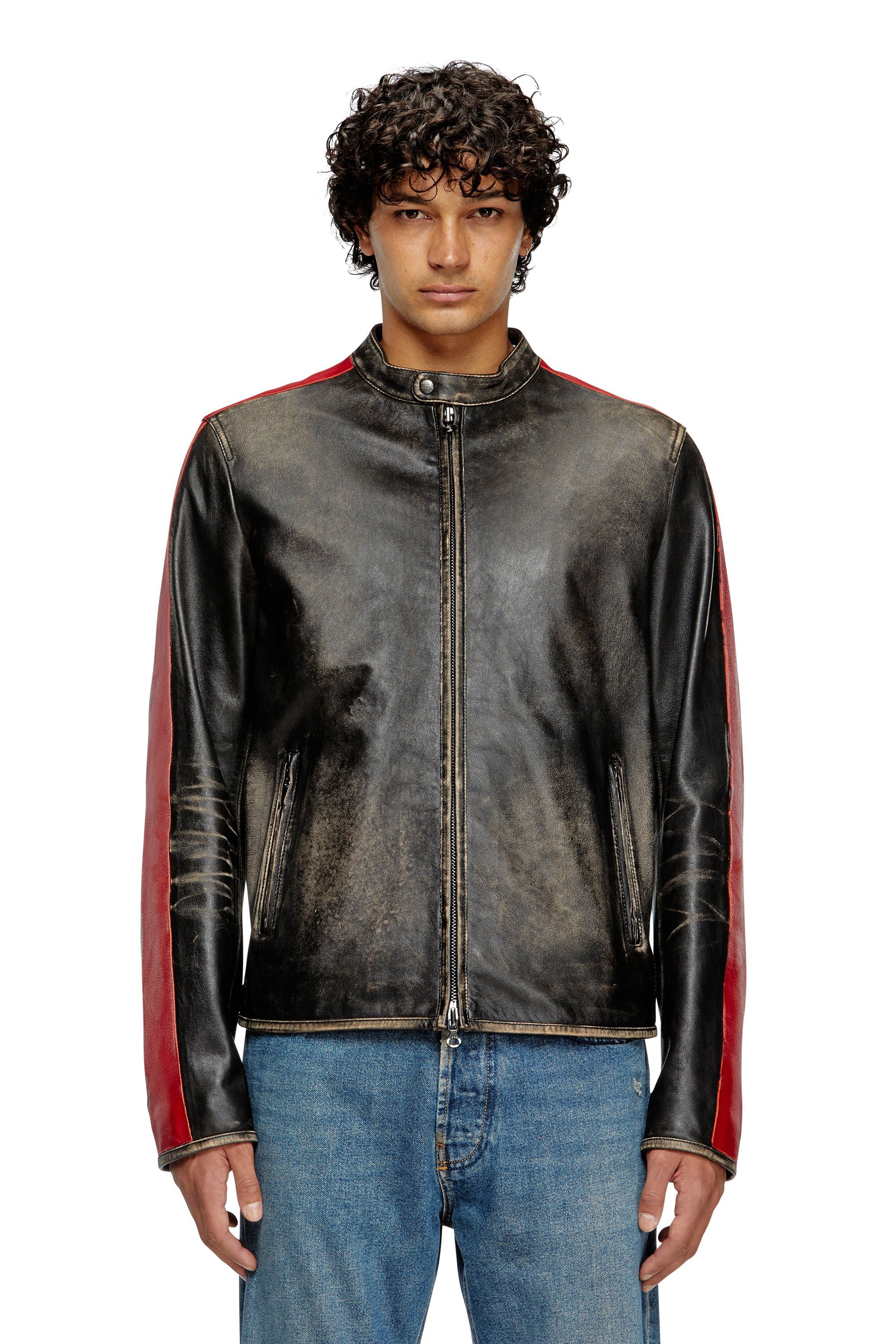 DIESEL 黒とグレーのレザージャケット DIESEL 黒とグレーのレザージャケット