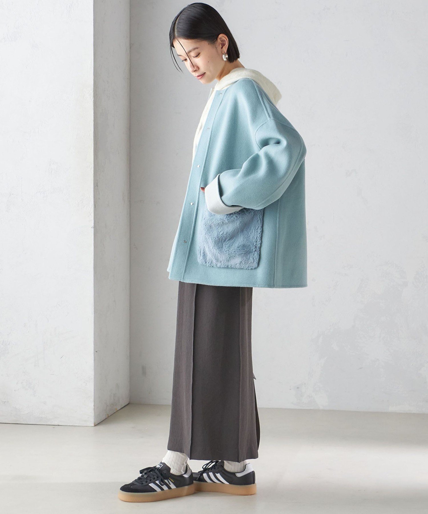 SALE／50%OFF】SHIPS WOMEN リバー ファー ポケット コート 24AW