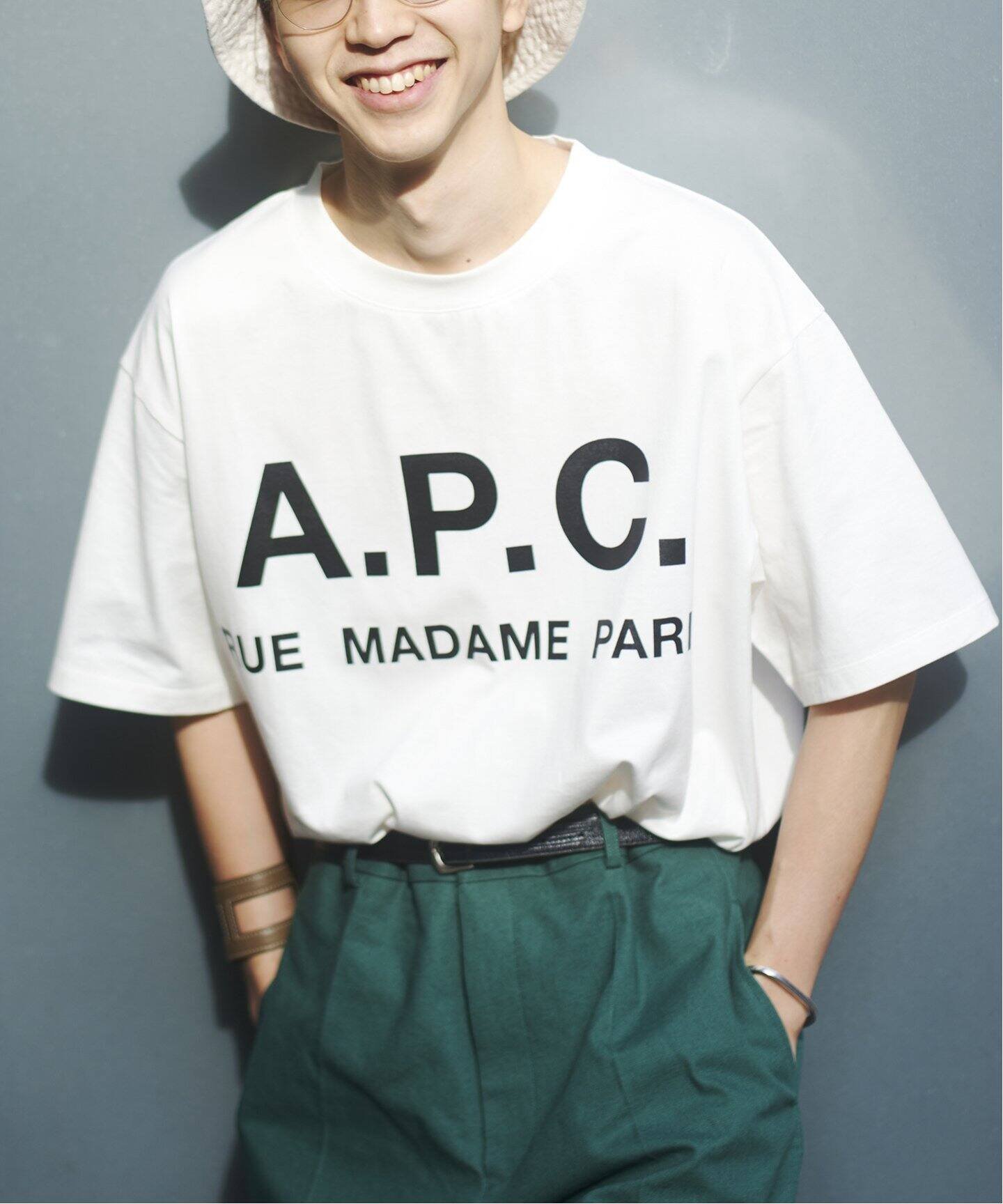 EDIFICE 《再入荷》【A.P.C. / アーペーセー】別注 オーバーサイズ ロゴプリント Tシャツ エディフィス トップス カットソー・Tシャツ  ホワイト ブラック グレー グリーン ネイビー オレンジ【送料無料】