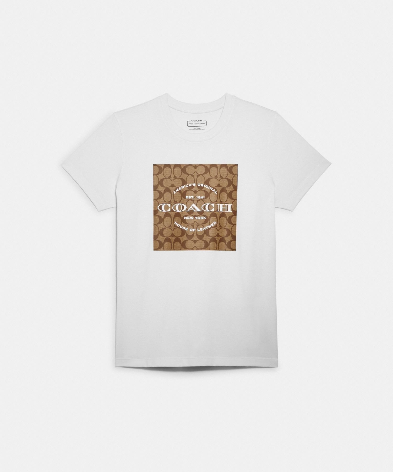 COACH シグネチャー スクエア Tシャツ☆大人気　サイズS ￼リボンプリント COACH OUTLET｜【公式】シグネチャー スクエア Tシャツ