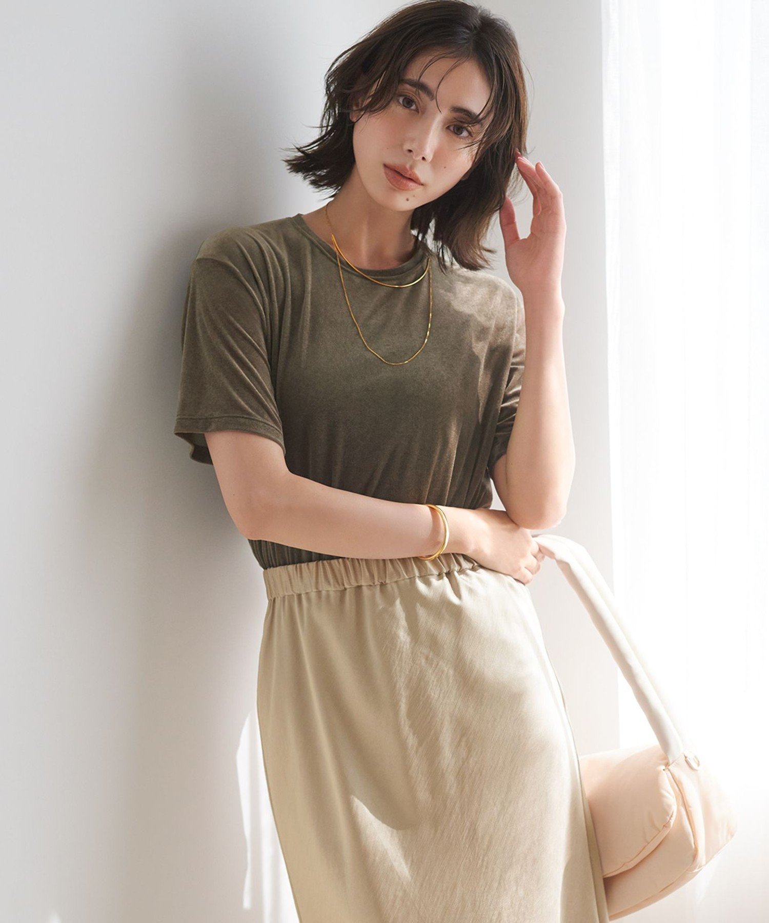 【洗える】シアーベロア リラックス Tシャツ