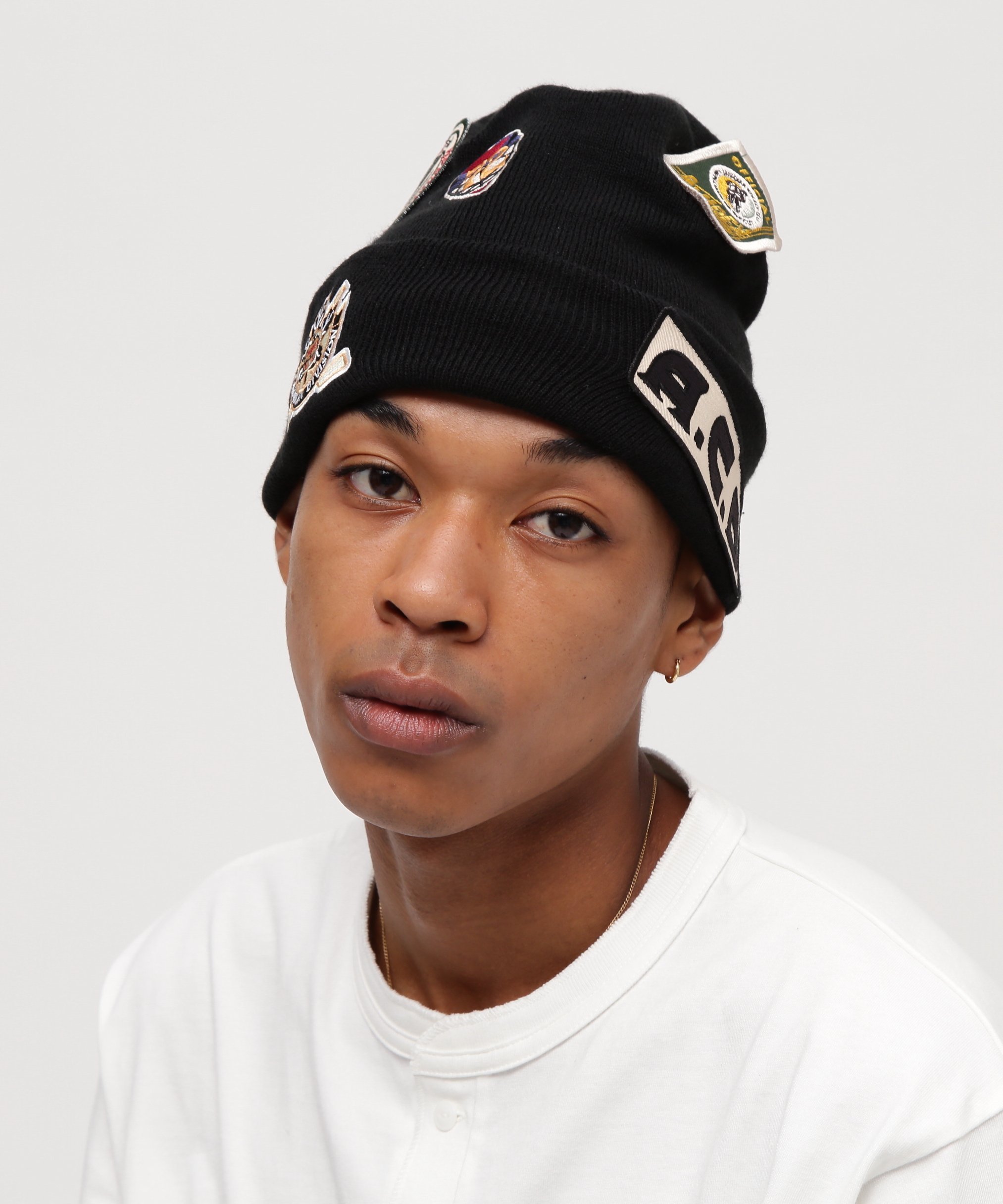 PALACE ×AVIREX ビーニー　ブラックホワイト PALACE パレス AVIREX NEIN CUFF BEANIE アビレックス ネイン カフ