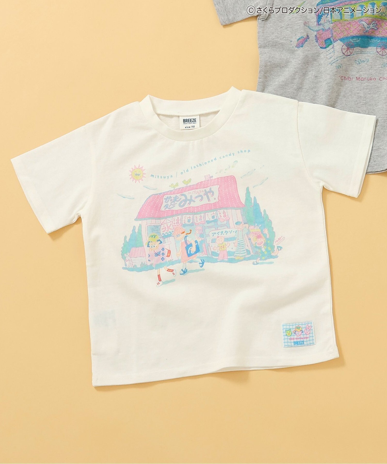 BREEZE 【リンク】ちびまる子ちゃんコラボ グラフィックTシャツ(キッズサイズ) エフオーオンラインストア トップス カットソー・Tシャツ ホワイト グレー画像